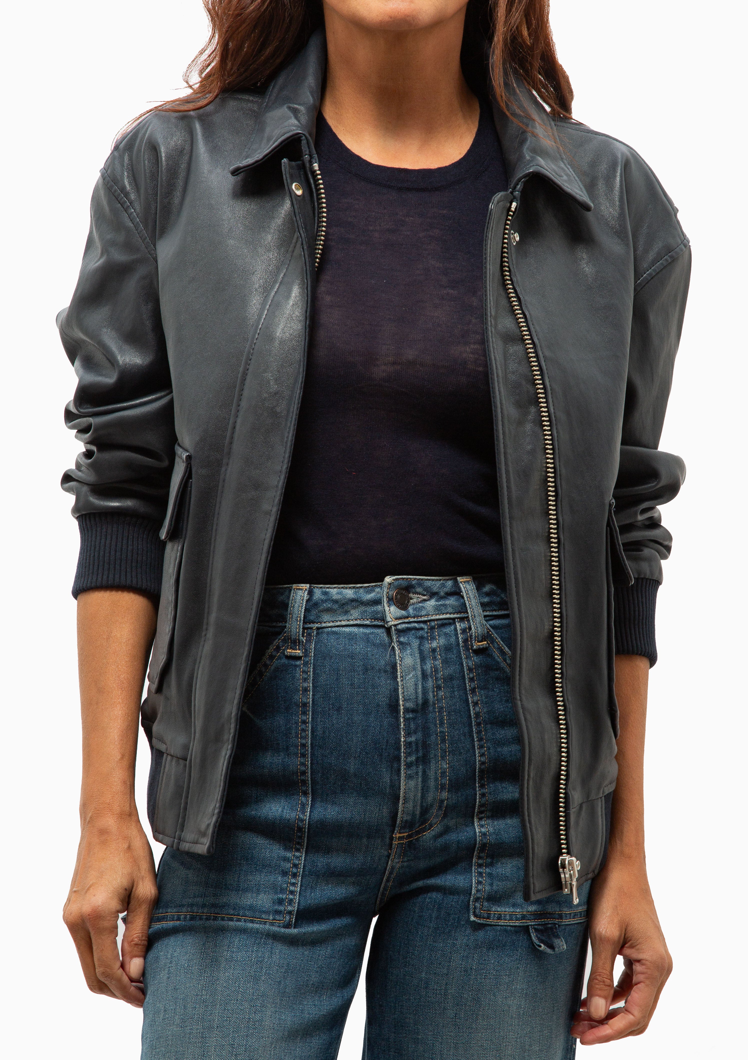 Vintage Aviator With Fur Collar | Midnight