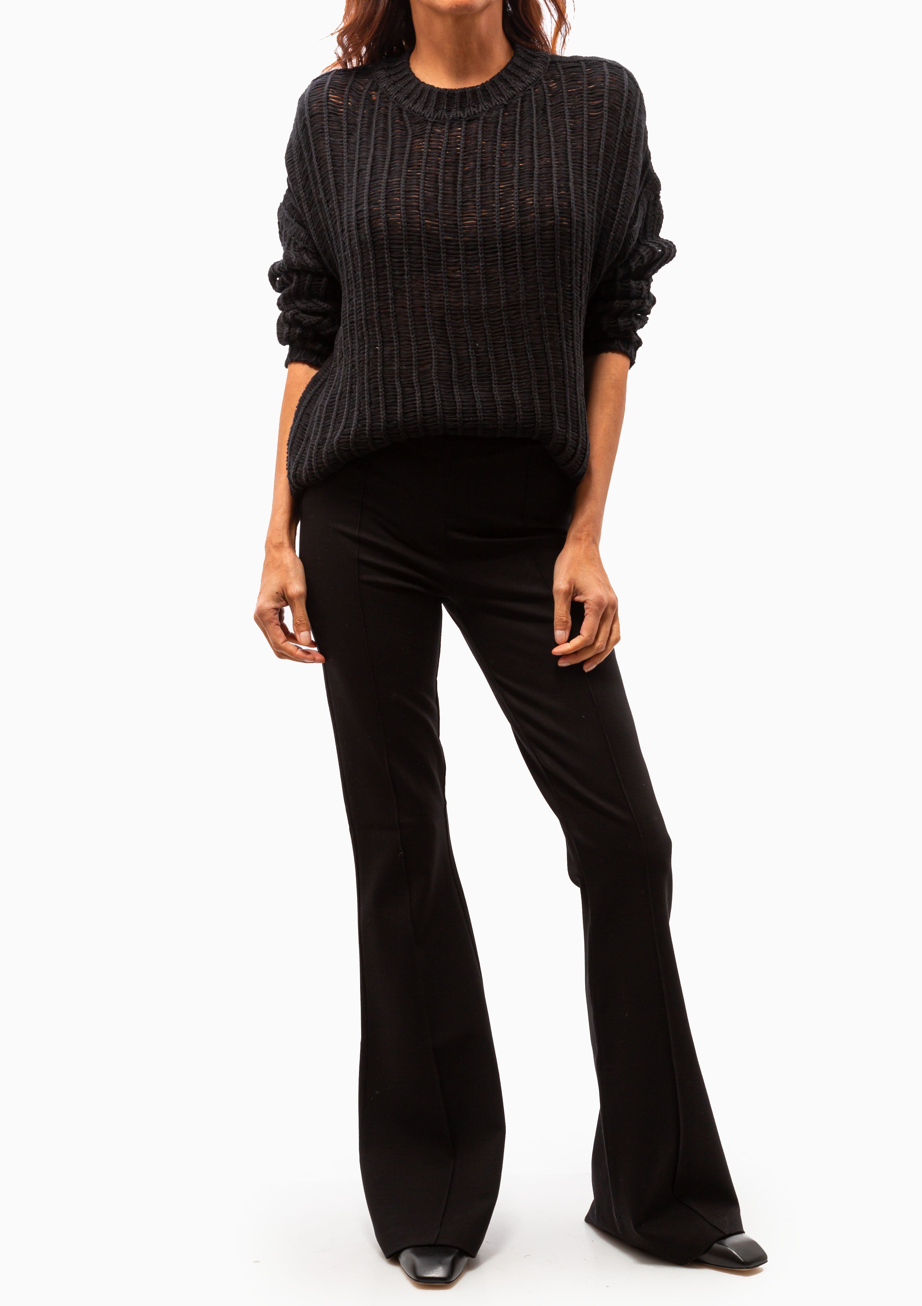 Gardener Open Knit Cardigan | Black