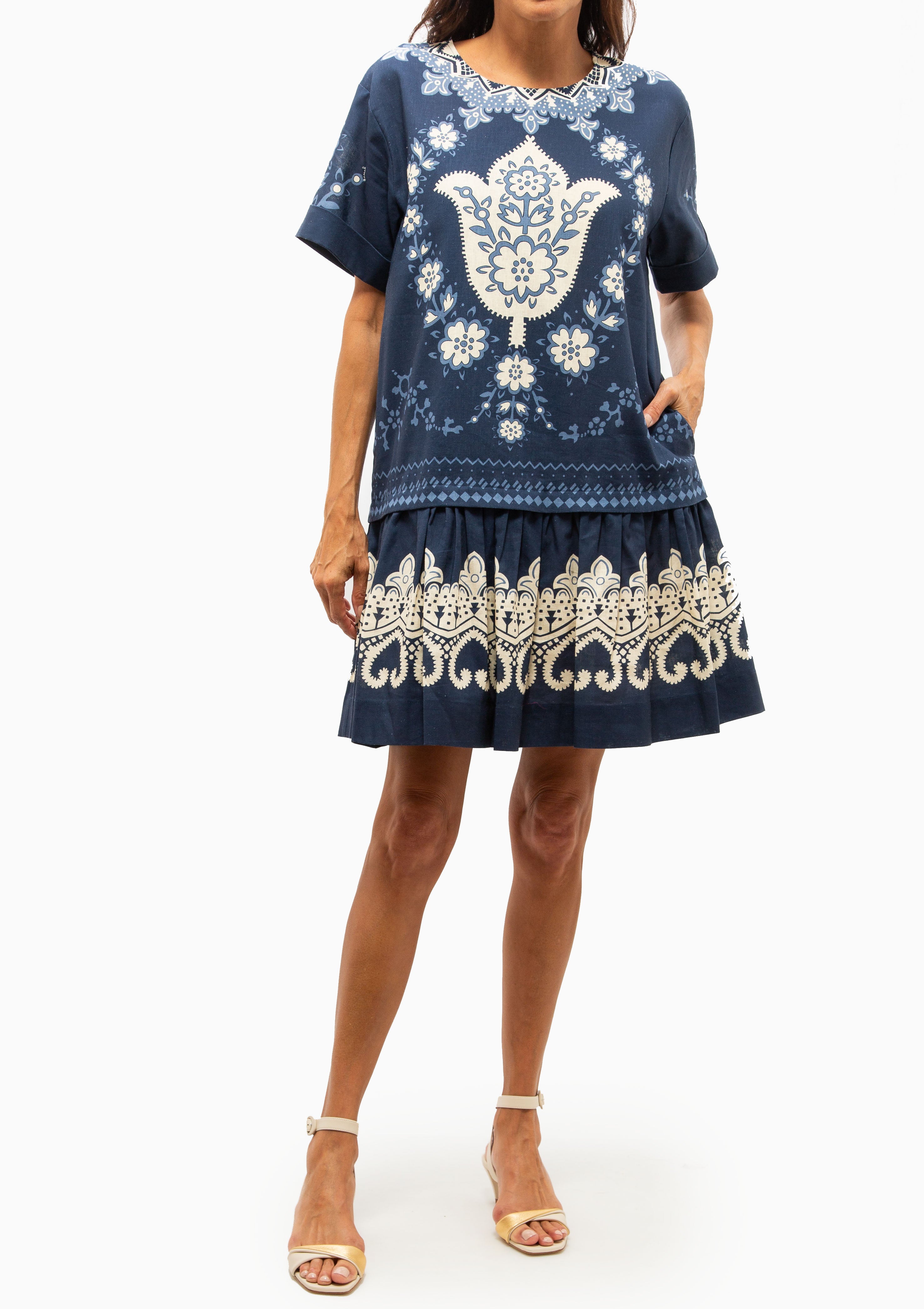 Emelina Short Sleeve Dress | Navy