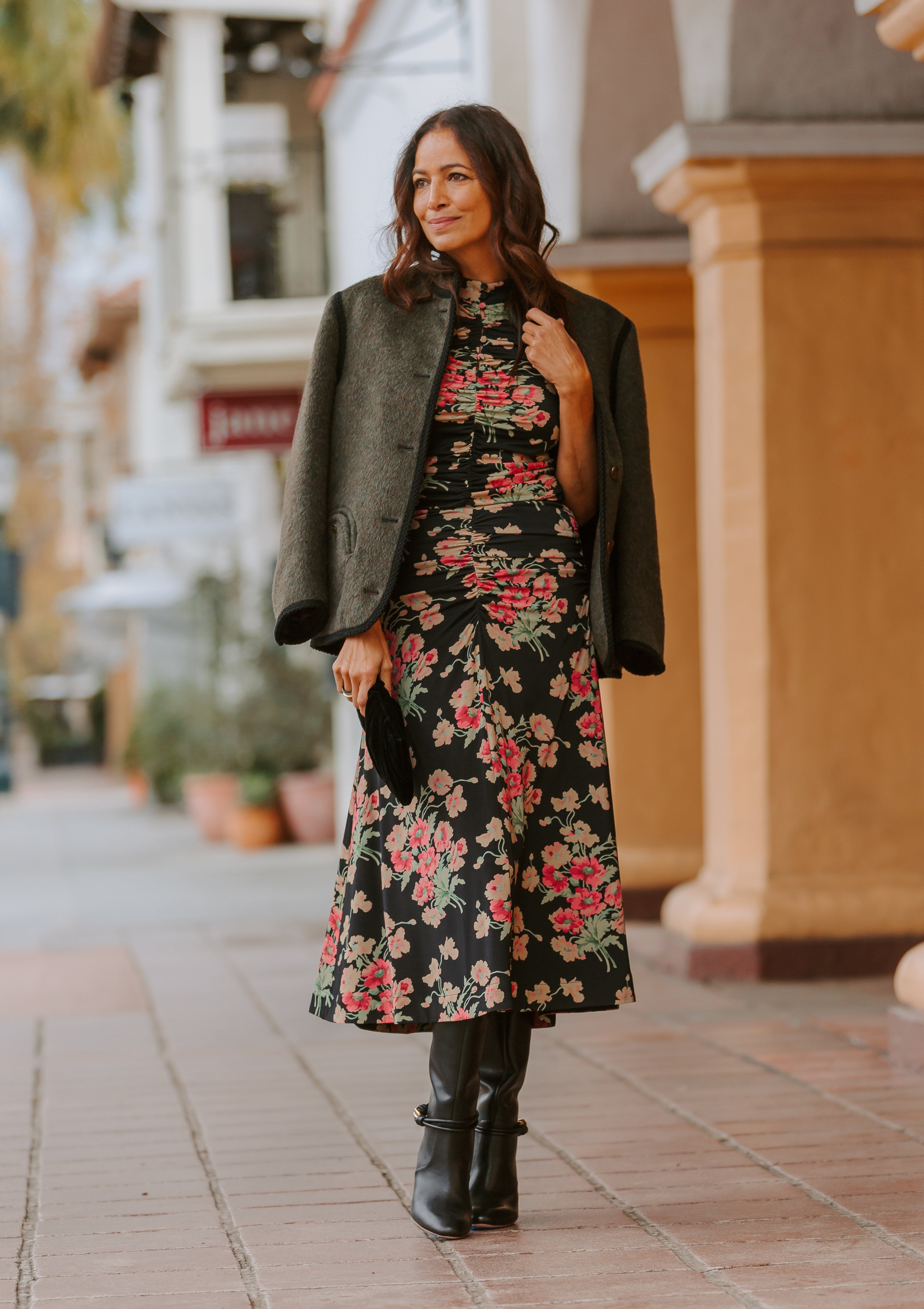 Cornelia Print Long Sleeve Top | Black