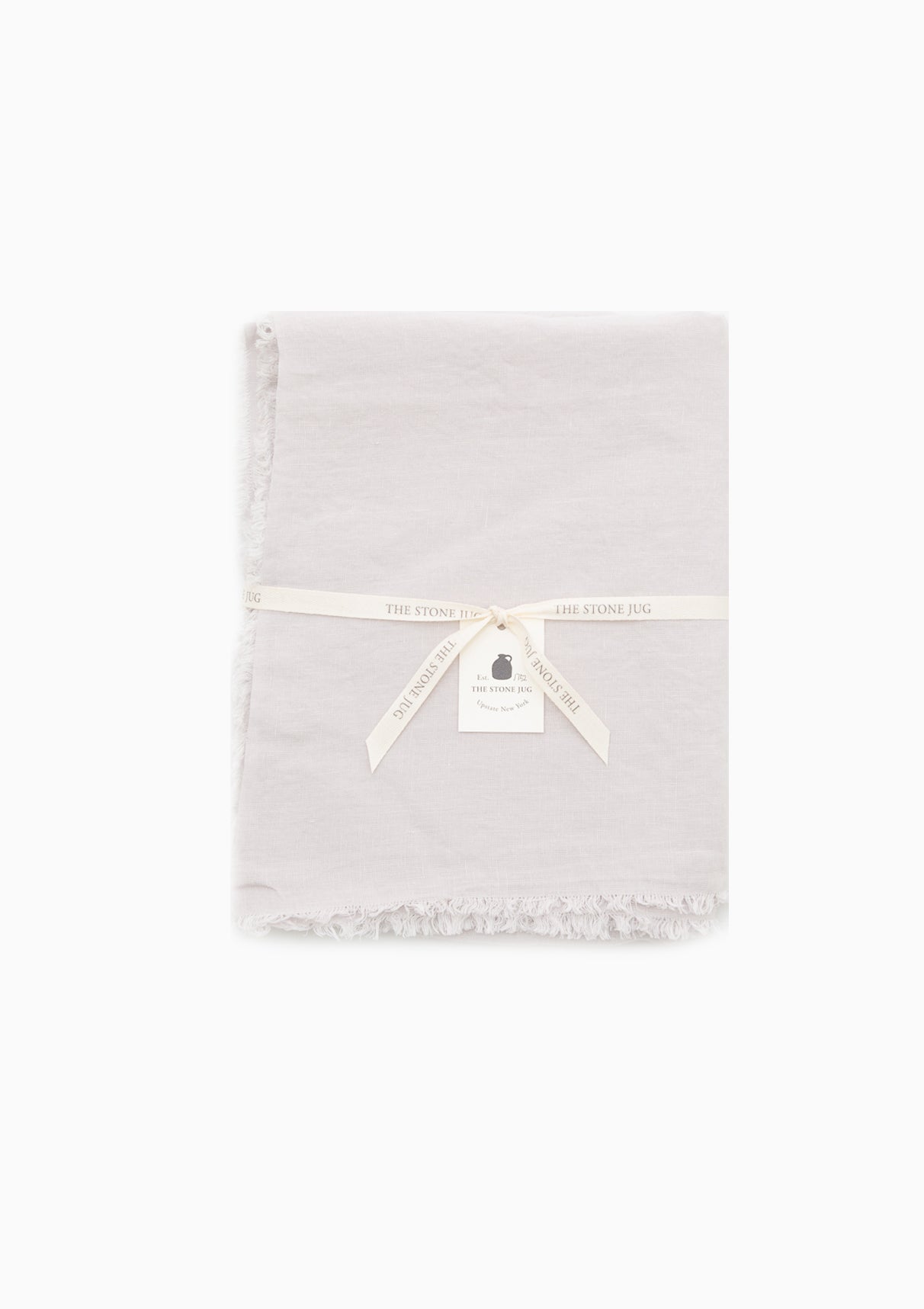 Silver 100% Stone Washed Linen Tablecloth With Fringe | 70" x 70"