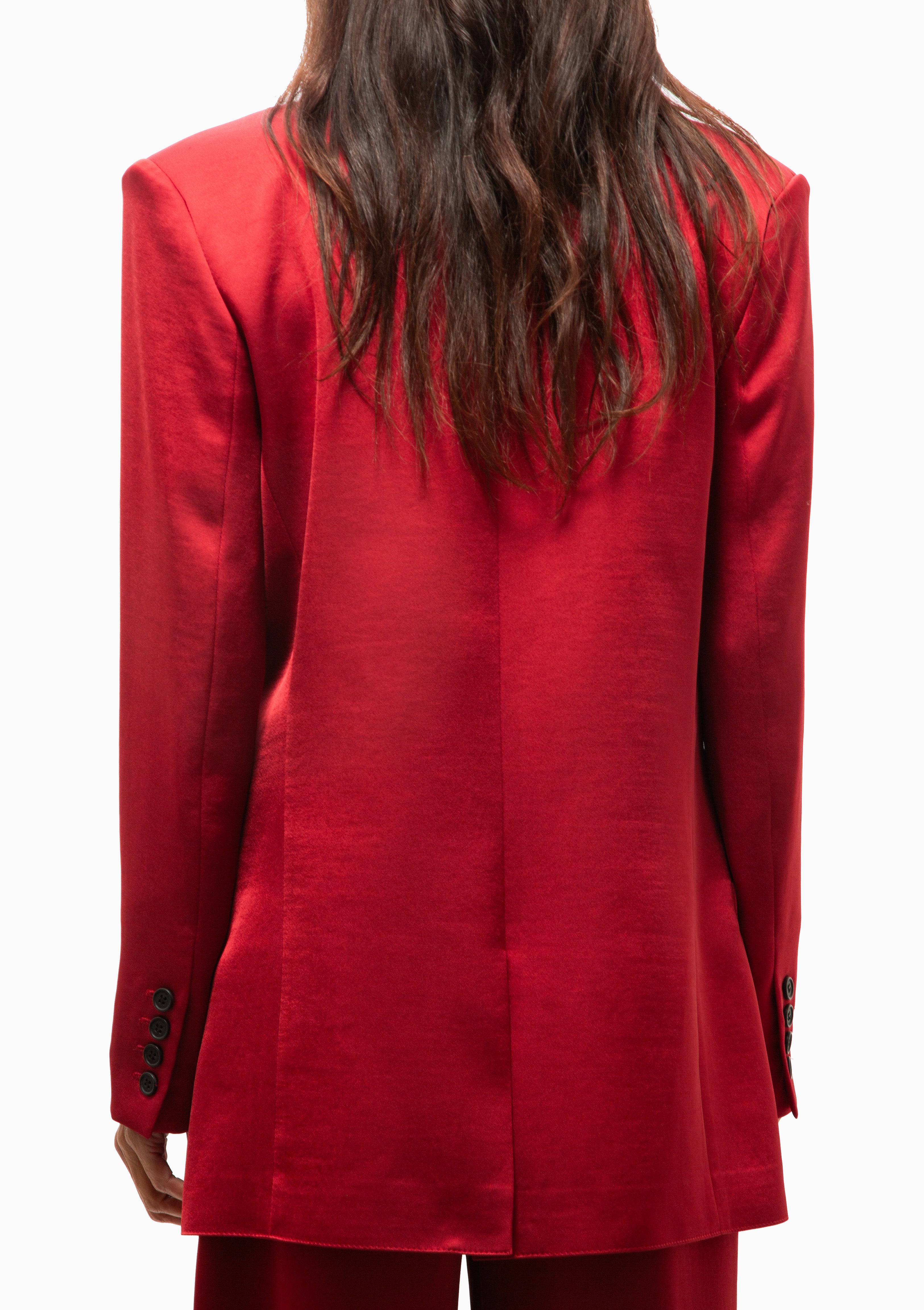 Shawl Collar Oversized Blazer | Crimson