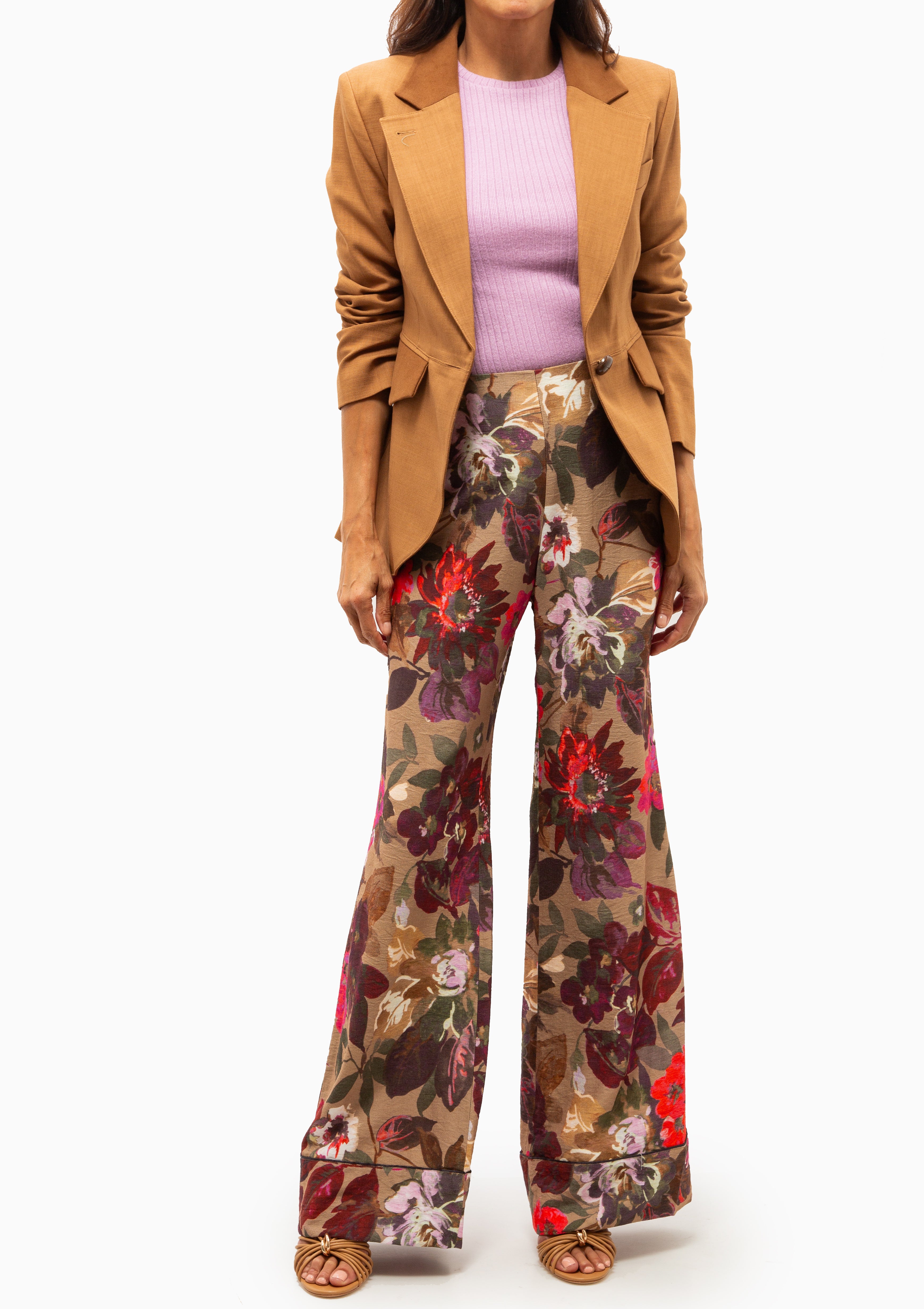 Blocked Seamed Blazer | Saddle