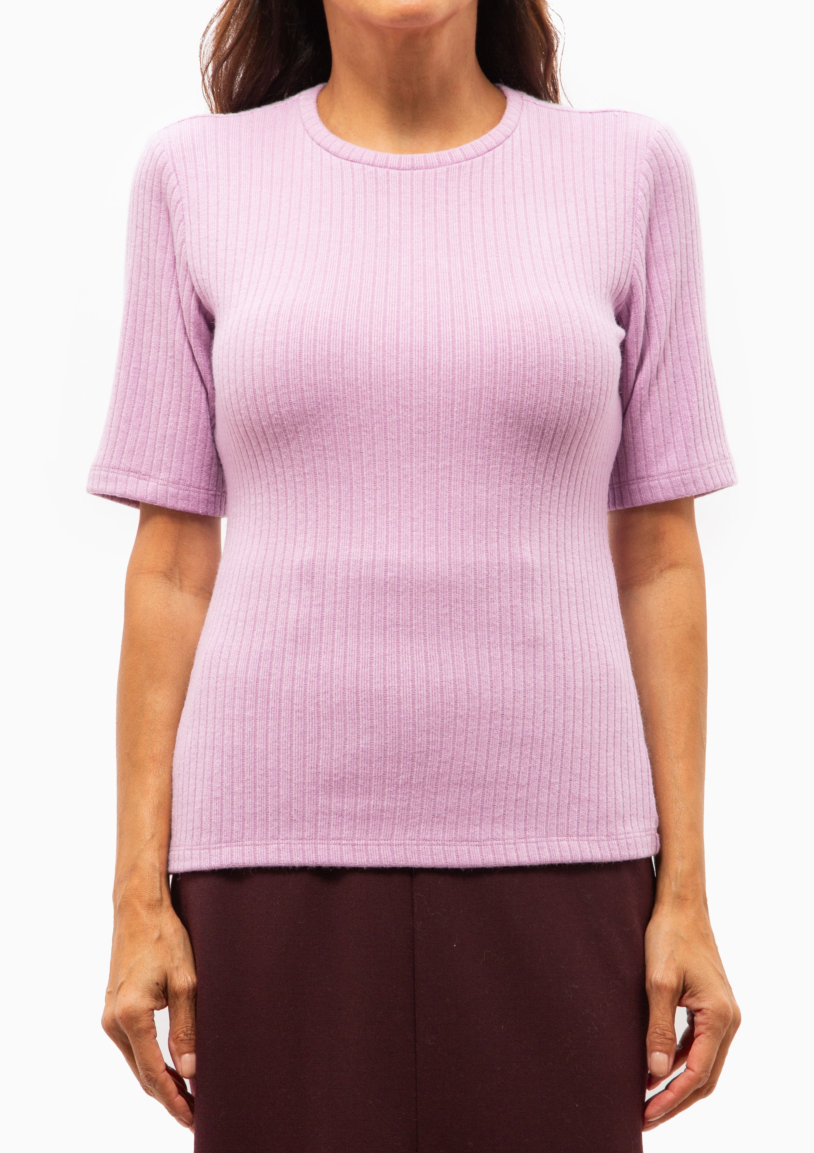 Elbow Sleeve Knit Crewneck | Orchid