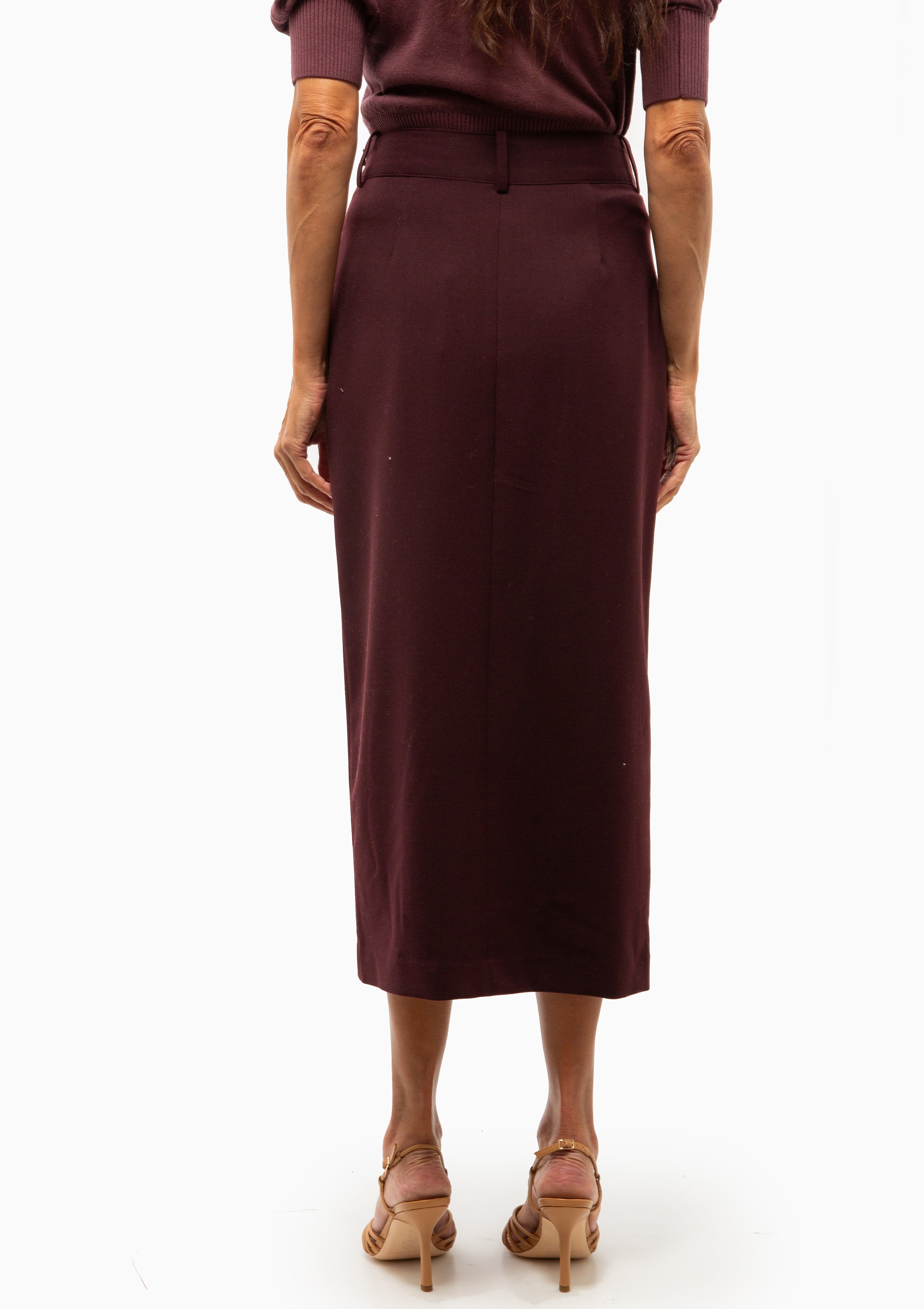 Front Slit Trouser Skirt | Plum