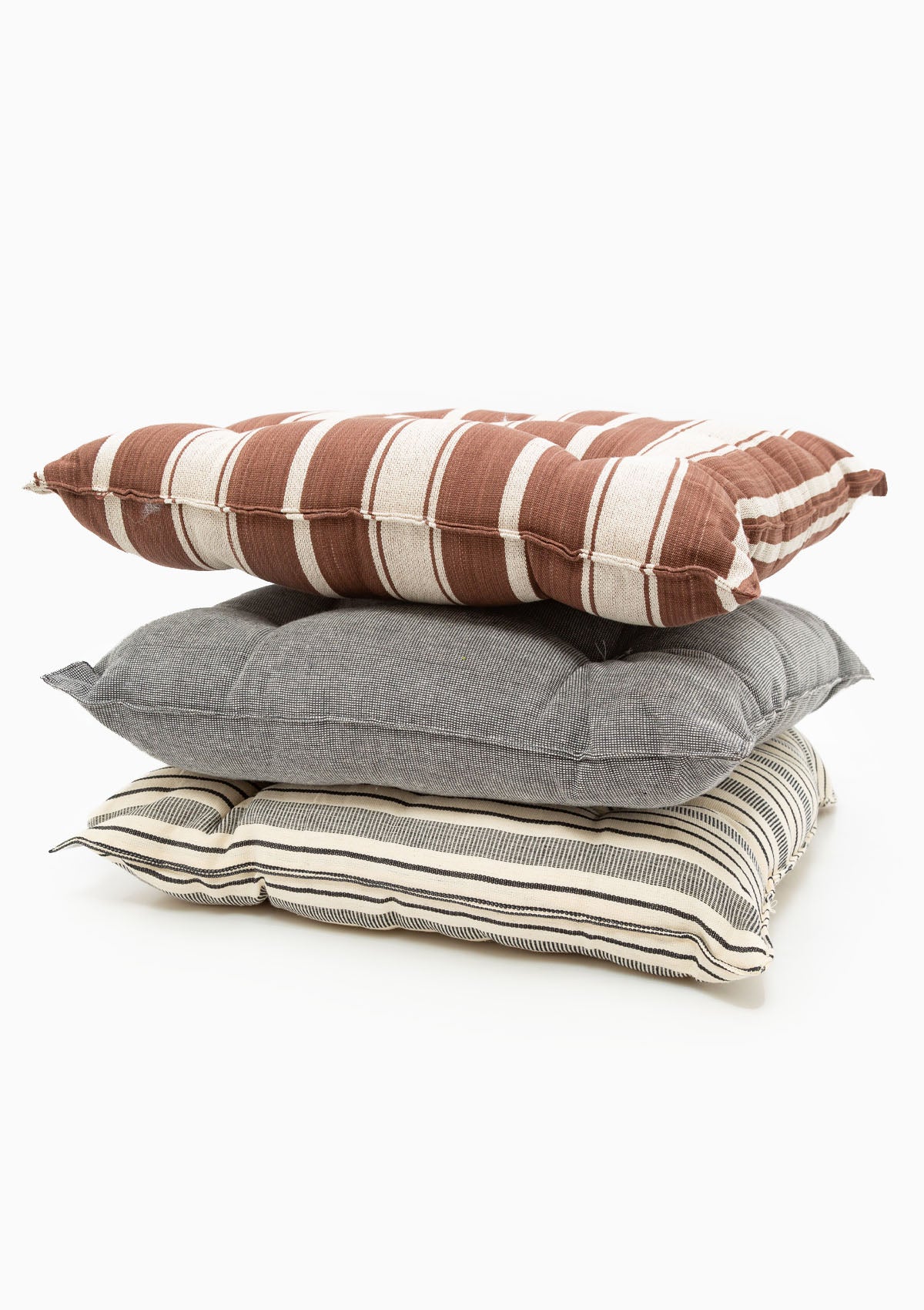 New Tufted Chair Cushion, Chocolate Brown/Ecru | 16" x 16"