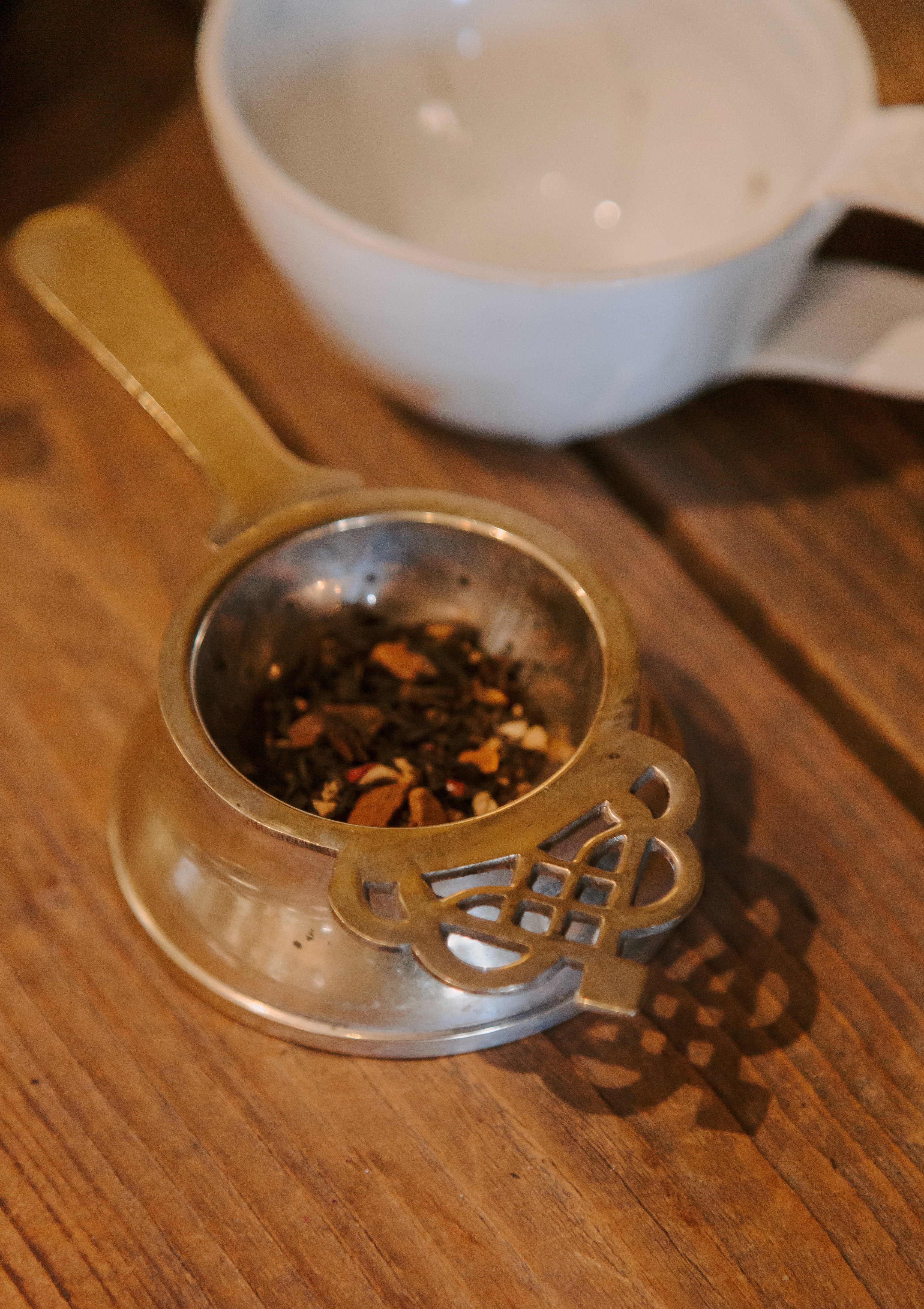 Antique Tea Strainer With Stand