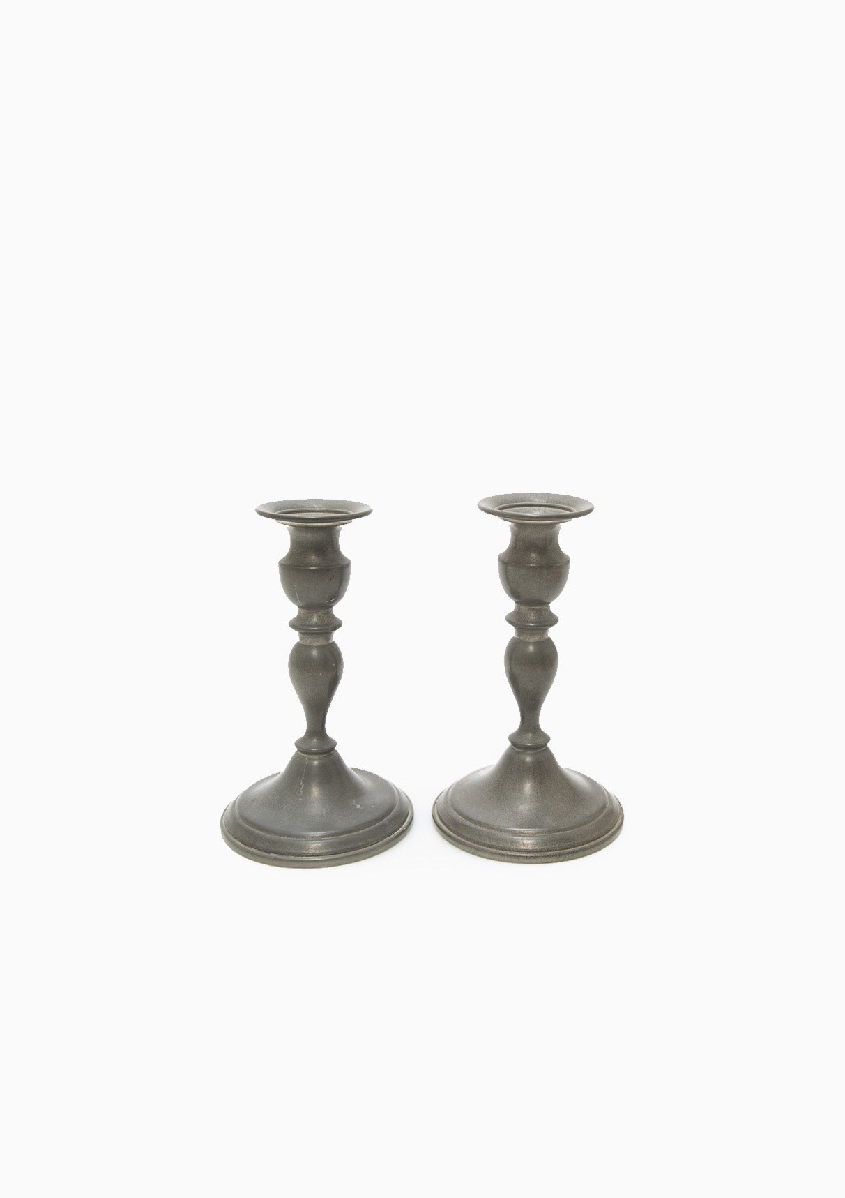 Vintage Pewter Candlesticks Pair, 6.75"