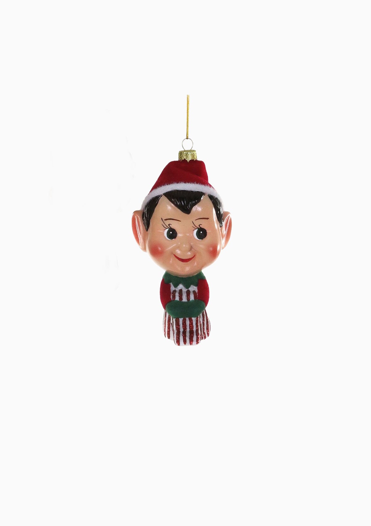 Large Knee Hugging Elf Ornament | Red