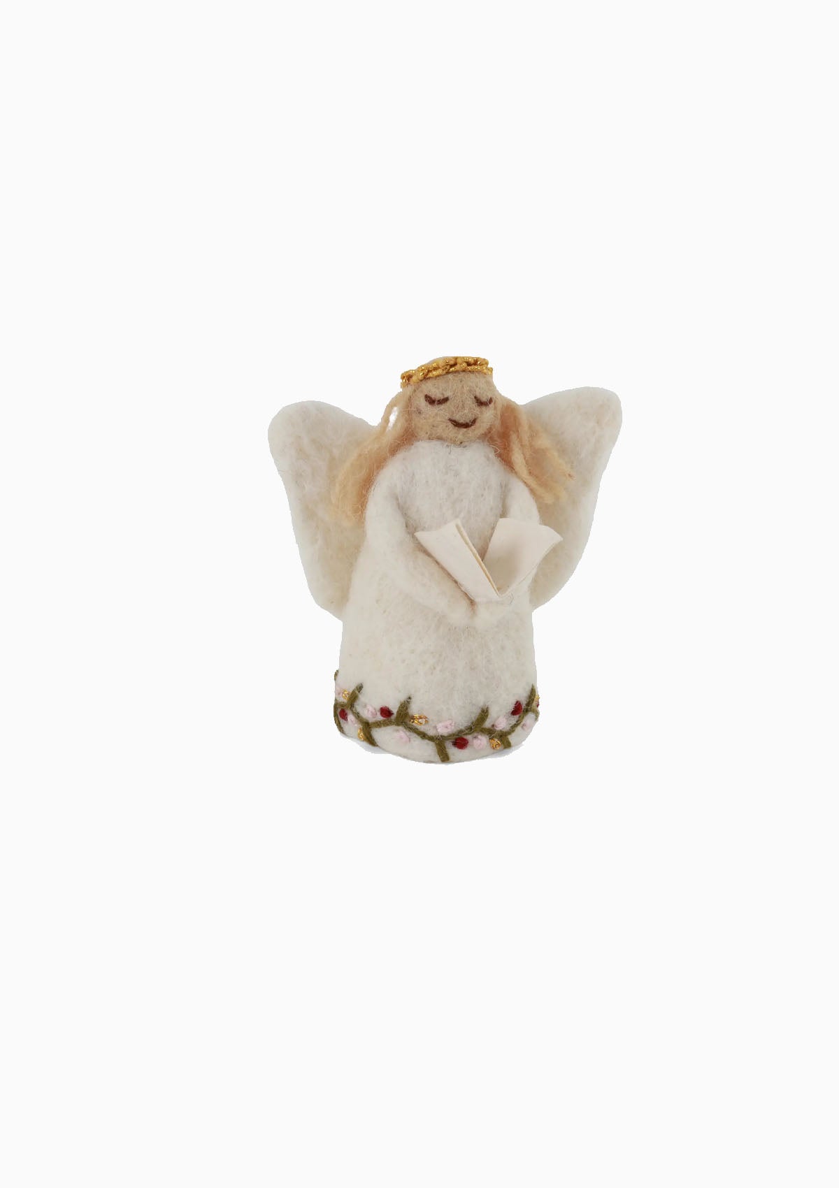 Emboridery Angel Holding Book Ornament | Small