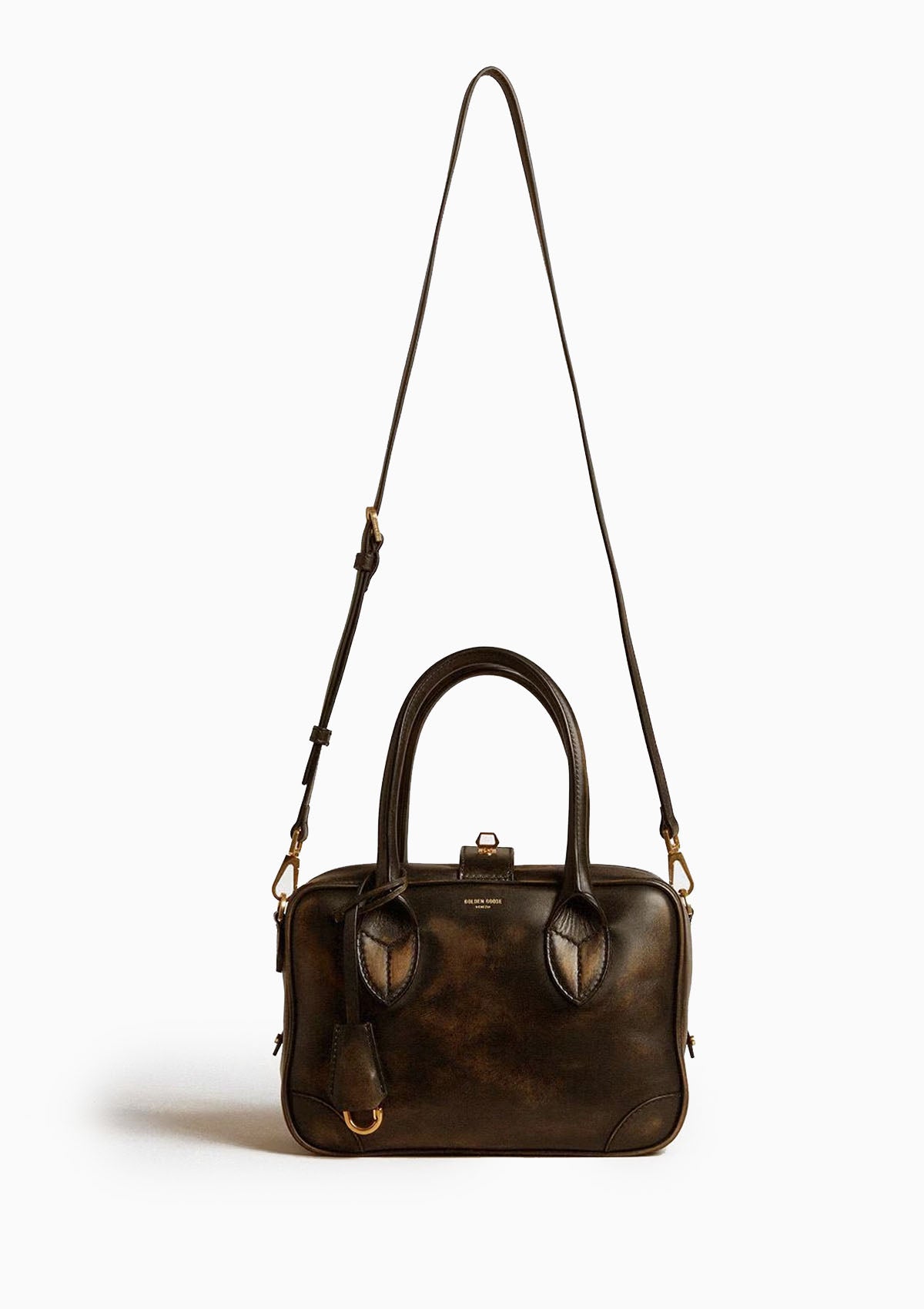 Vita Distressed Leather Bag | Black