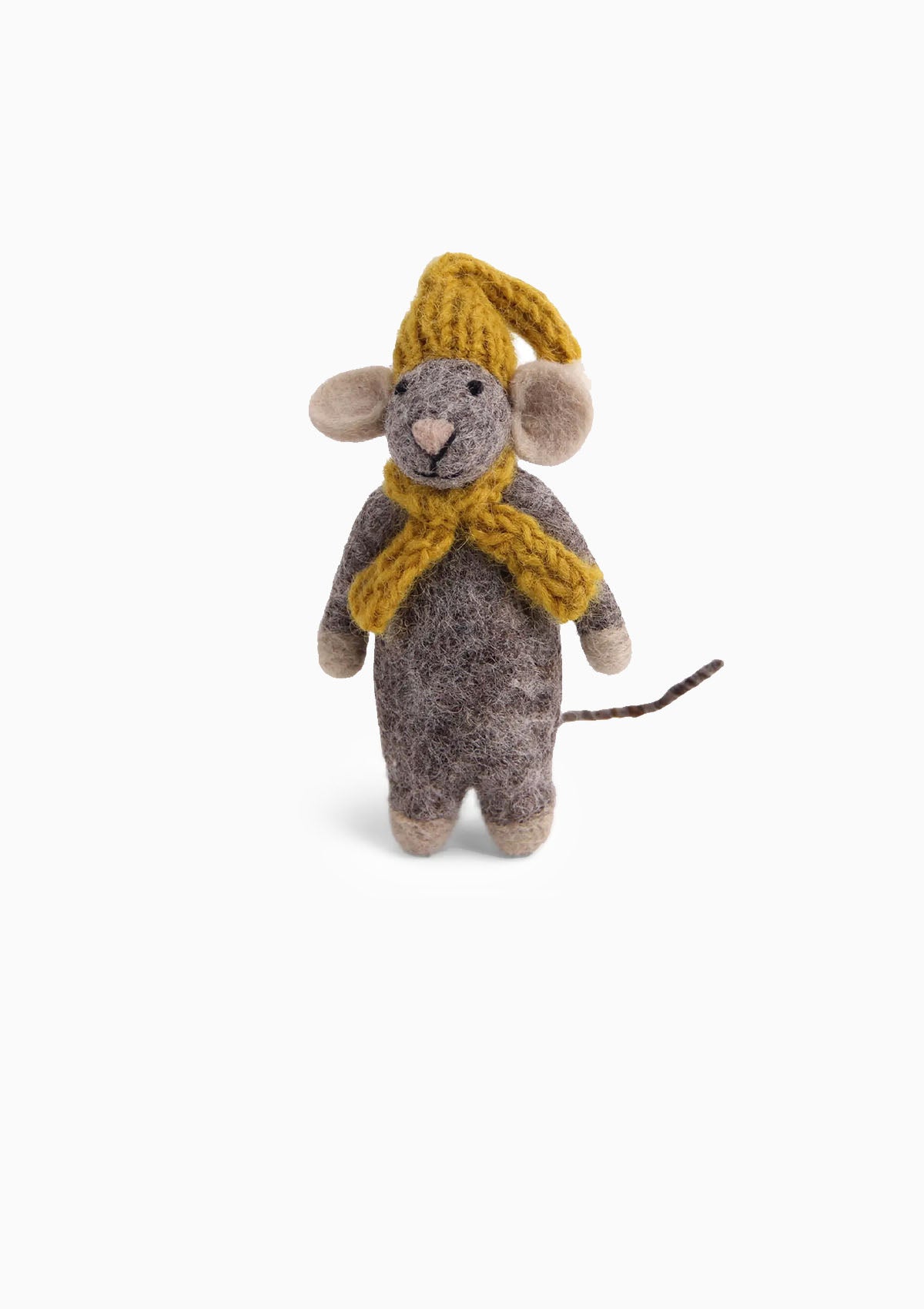 Grey Mouse With Yellow Hat & Scarf Ornament