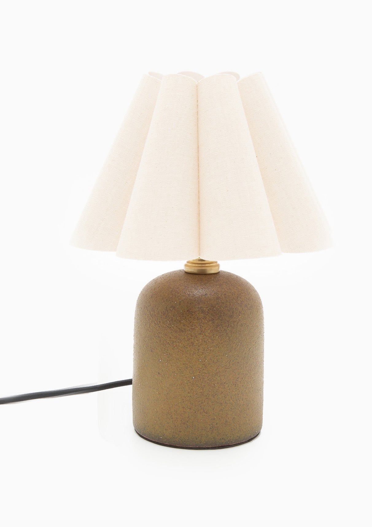 Handmade Duzy Lampshade & Ceramic Base | Light Burlap/Brown