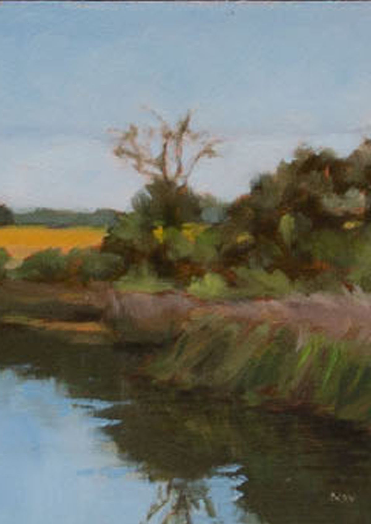Lake Los Carneros Framed Oil Painting | 6"x 6"