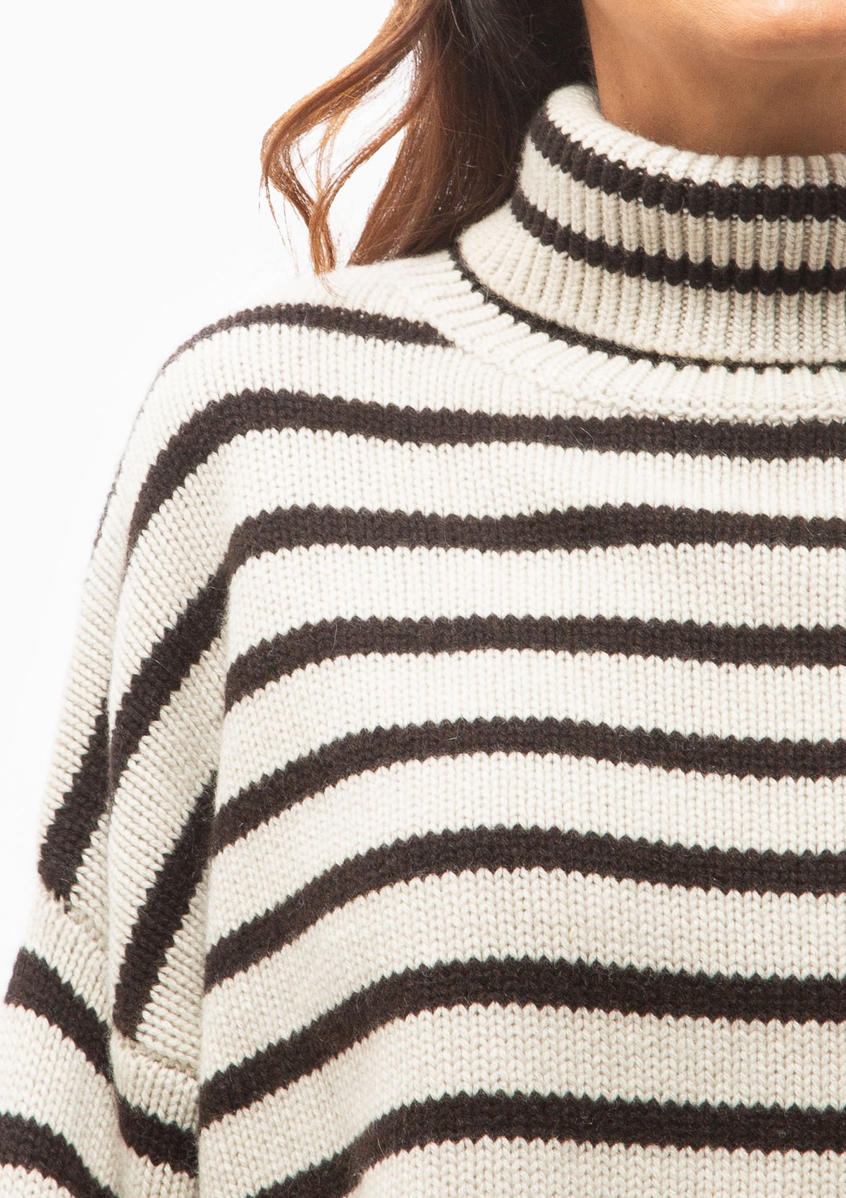Zerlina Stripes Sweater | Oyster/Dark Oak Stripes