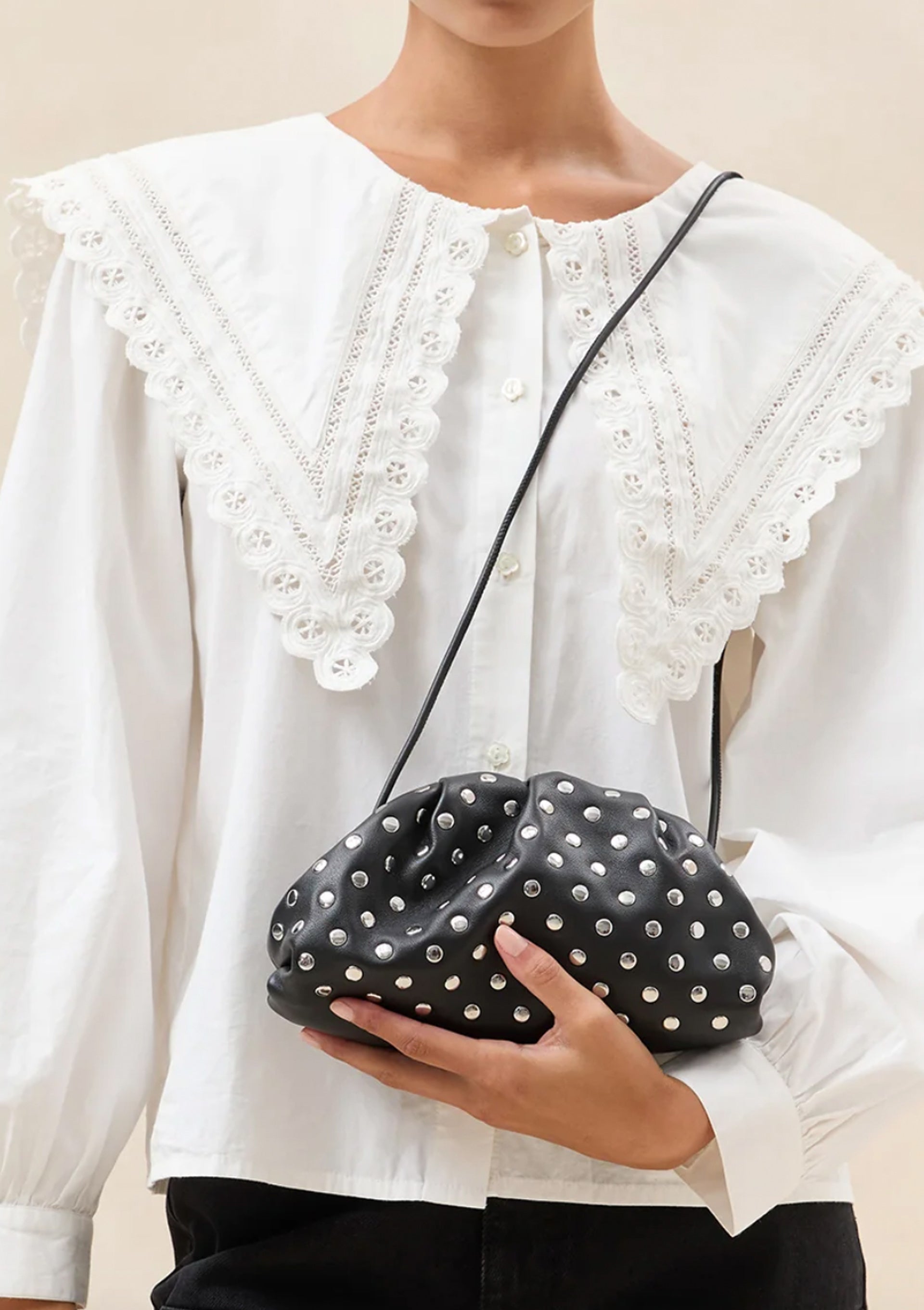 Bailey Dome Clutch | Black/Silver