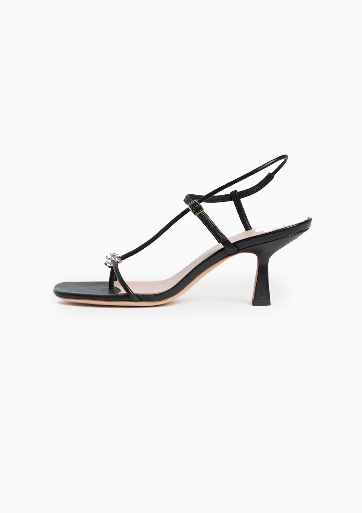 Triana Mid Heel Sandal | Black/Crystal