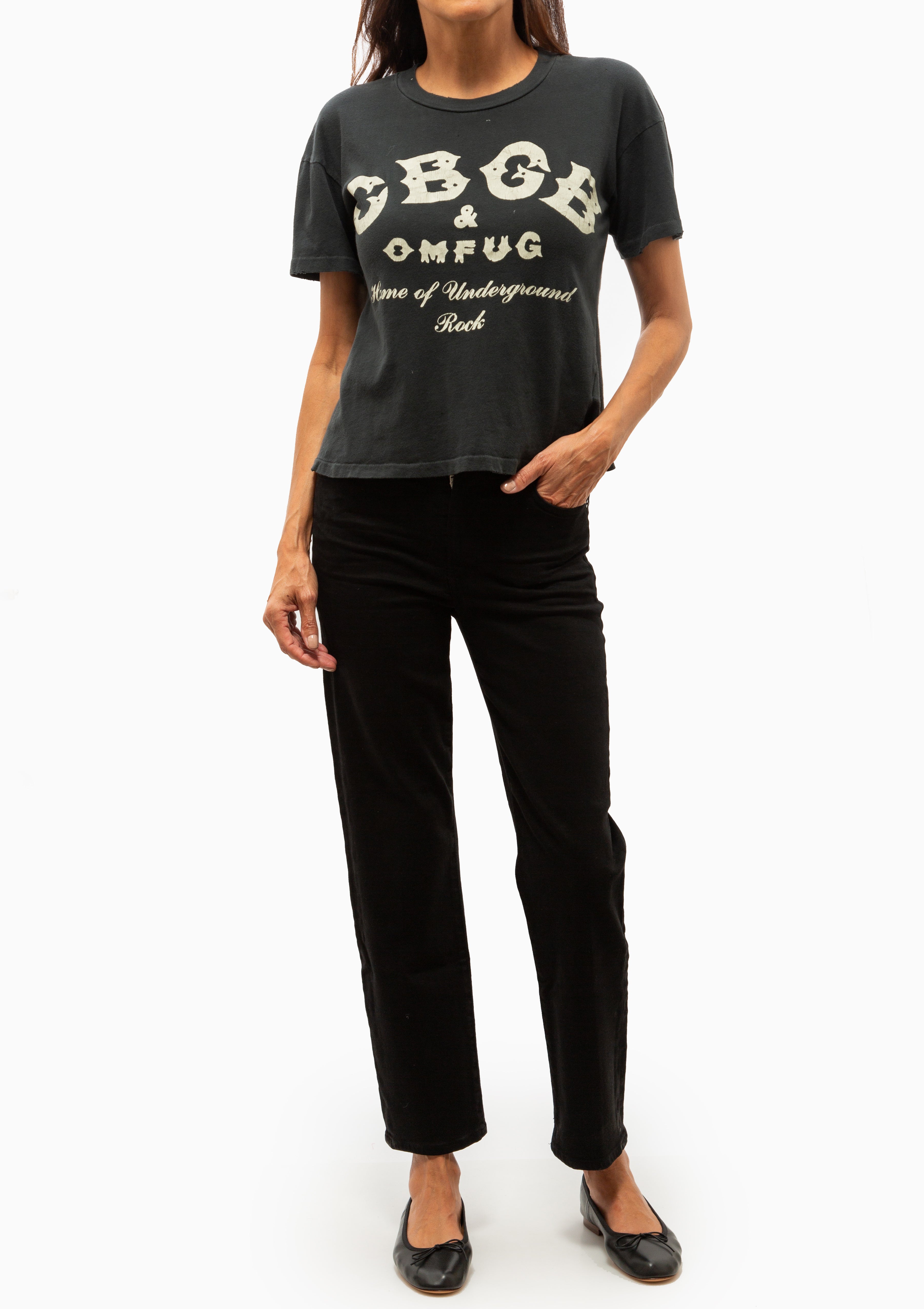 CBGB Crop Tee | Coal Pigment