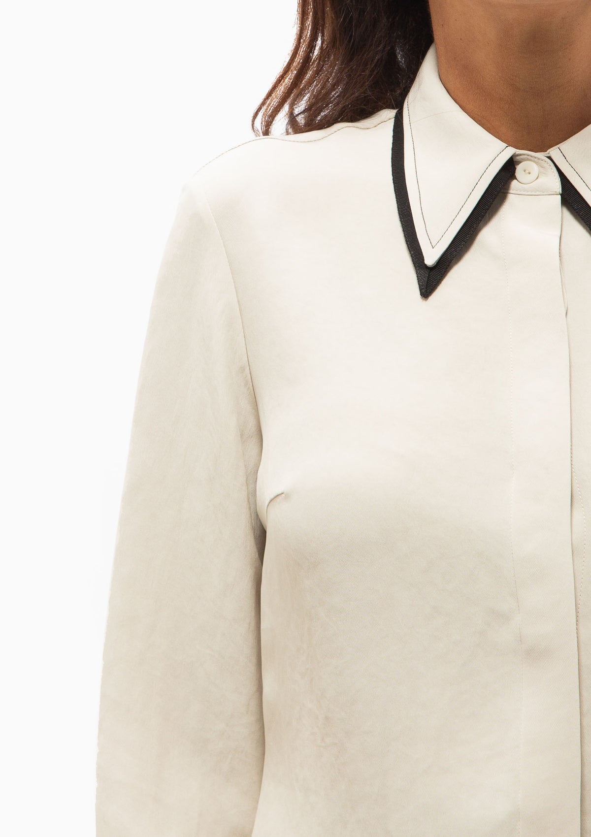 Covered Placket Slim Shirt | Champagne