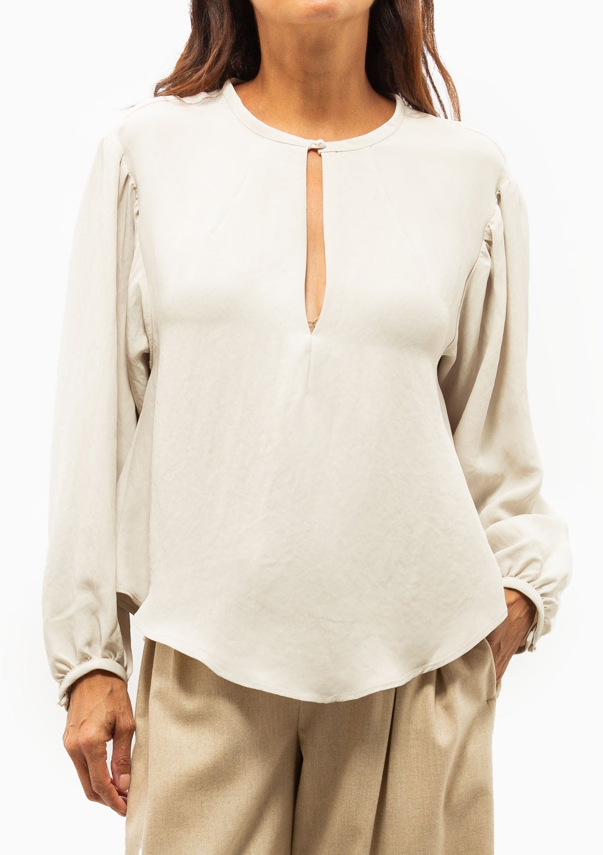 Pearl Button Blouse | Champagne