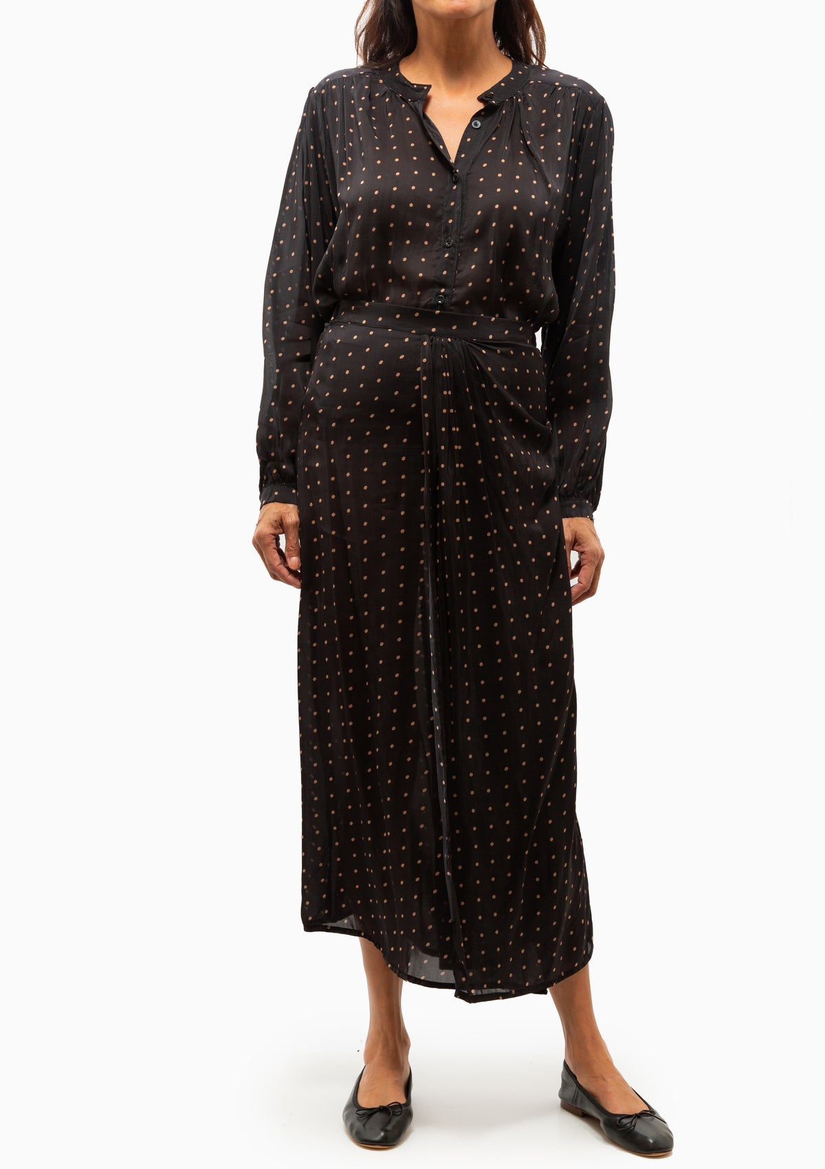 Capucine Skirt | Petite Polka Dot Black & Tan