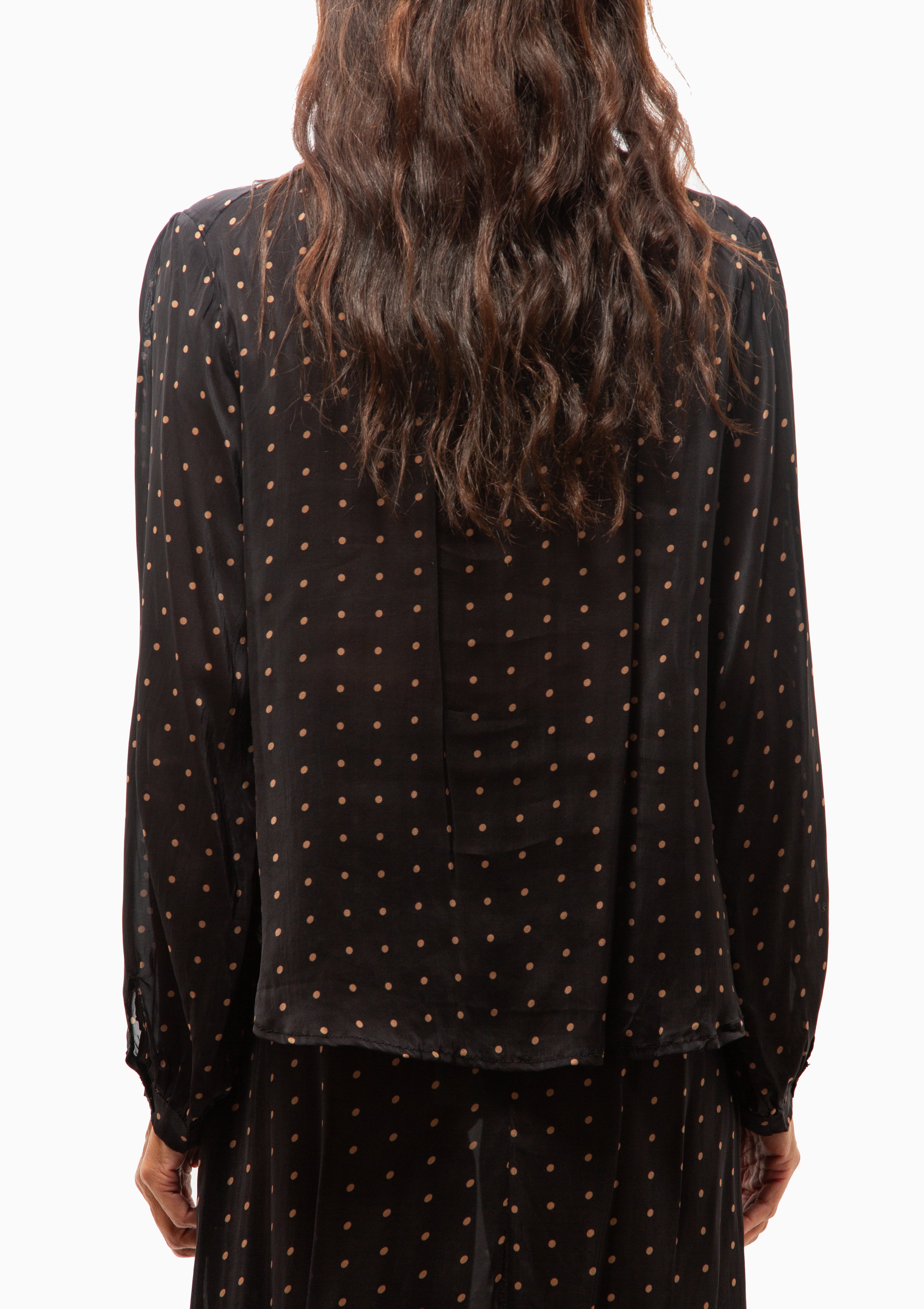 Tolan Shirt | Petite Polka Dot Black & Tan