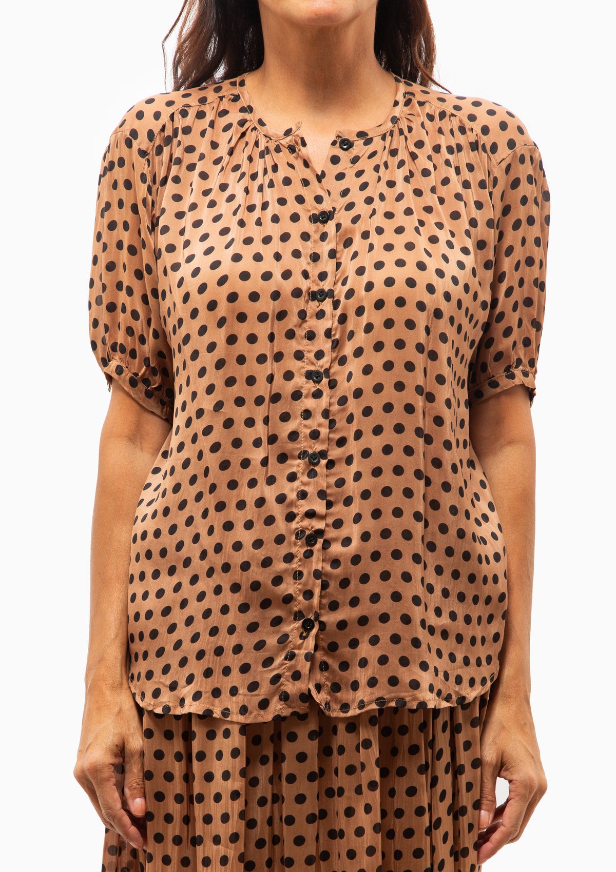 Violet Top | Grande Polka Dot Black & Tan