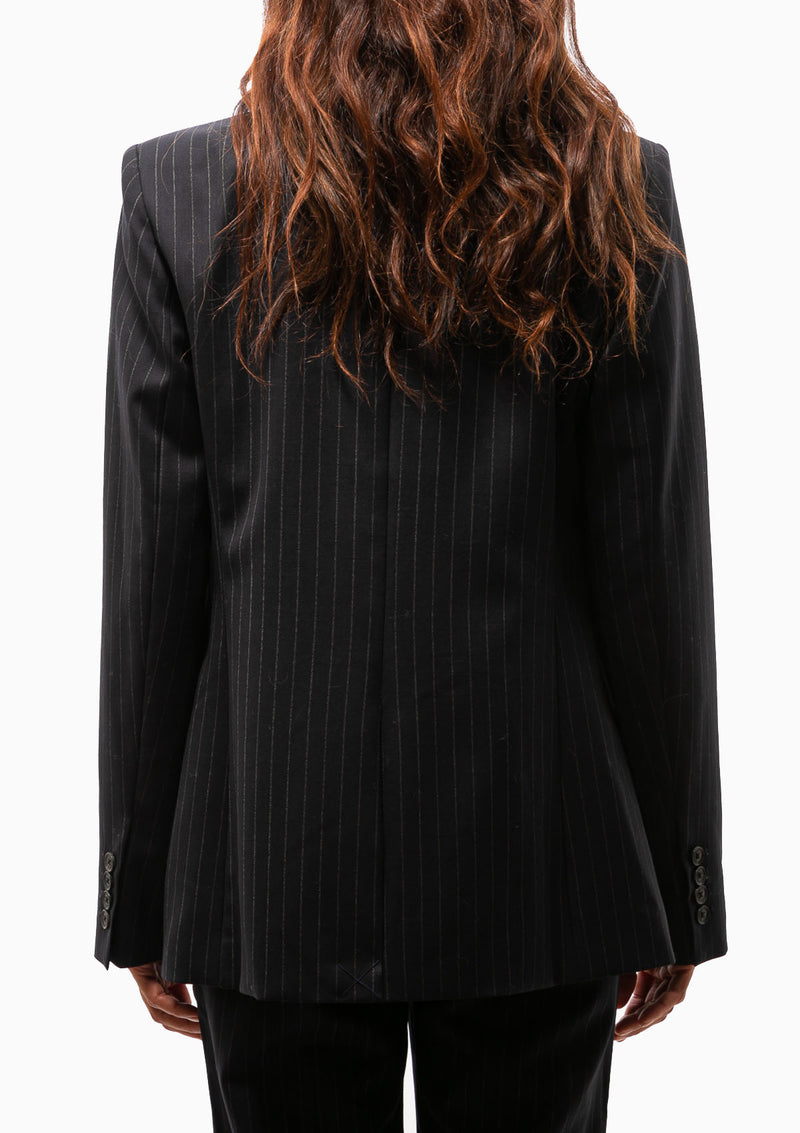 Adele Single Breasted Tailored Jacket | Navy Pin Stripe
