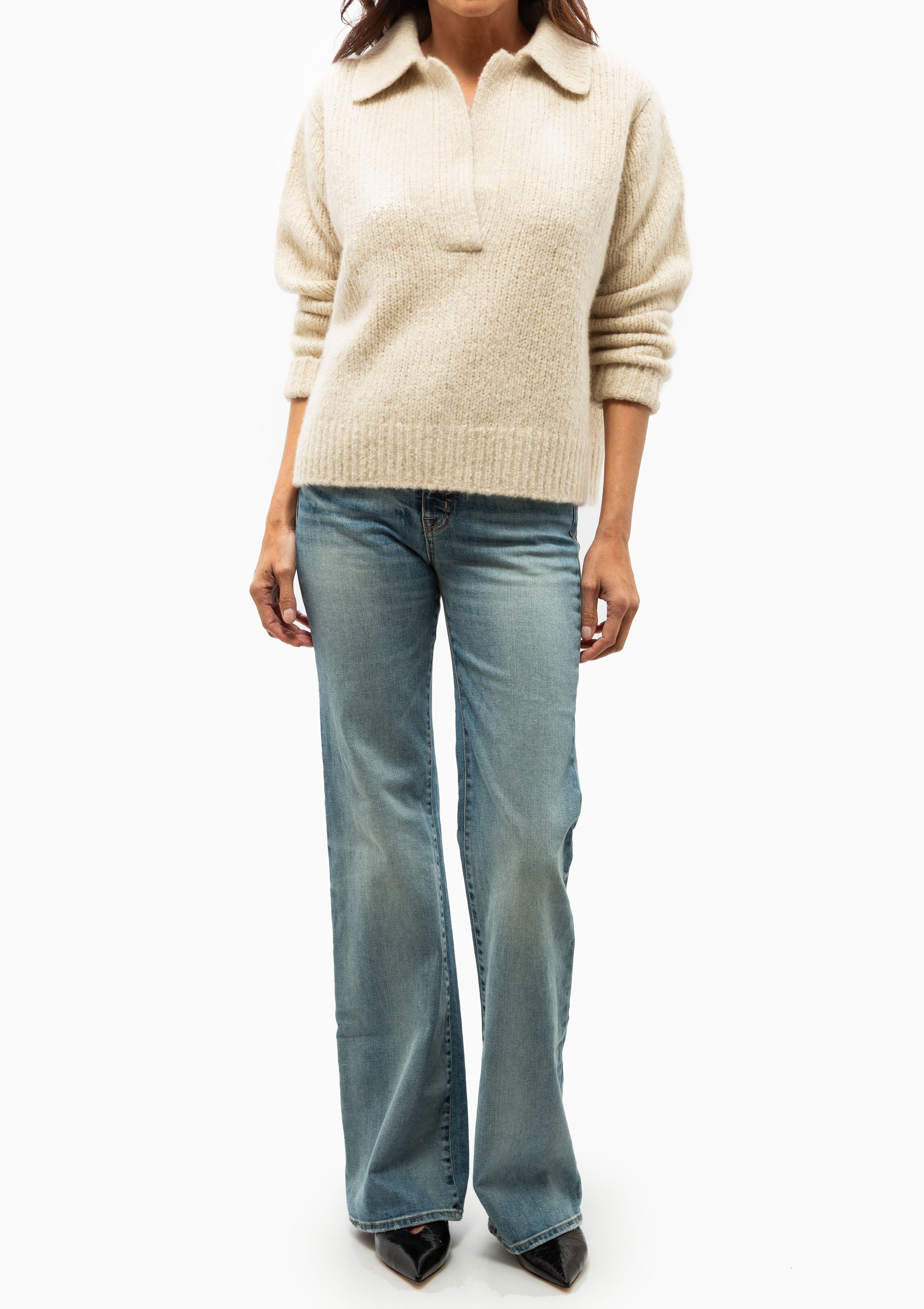 Nili Lotan Ivory colored Callen Sweater. Available at Diani.