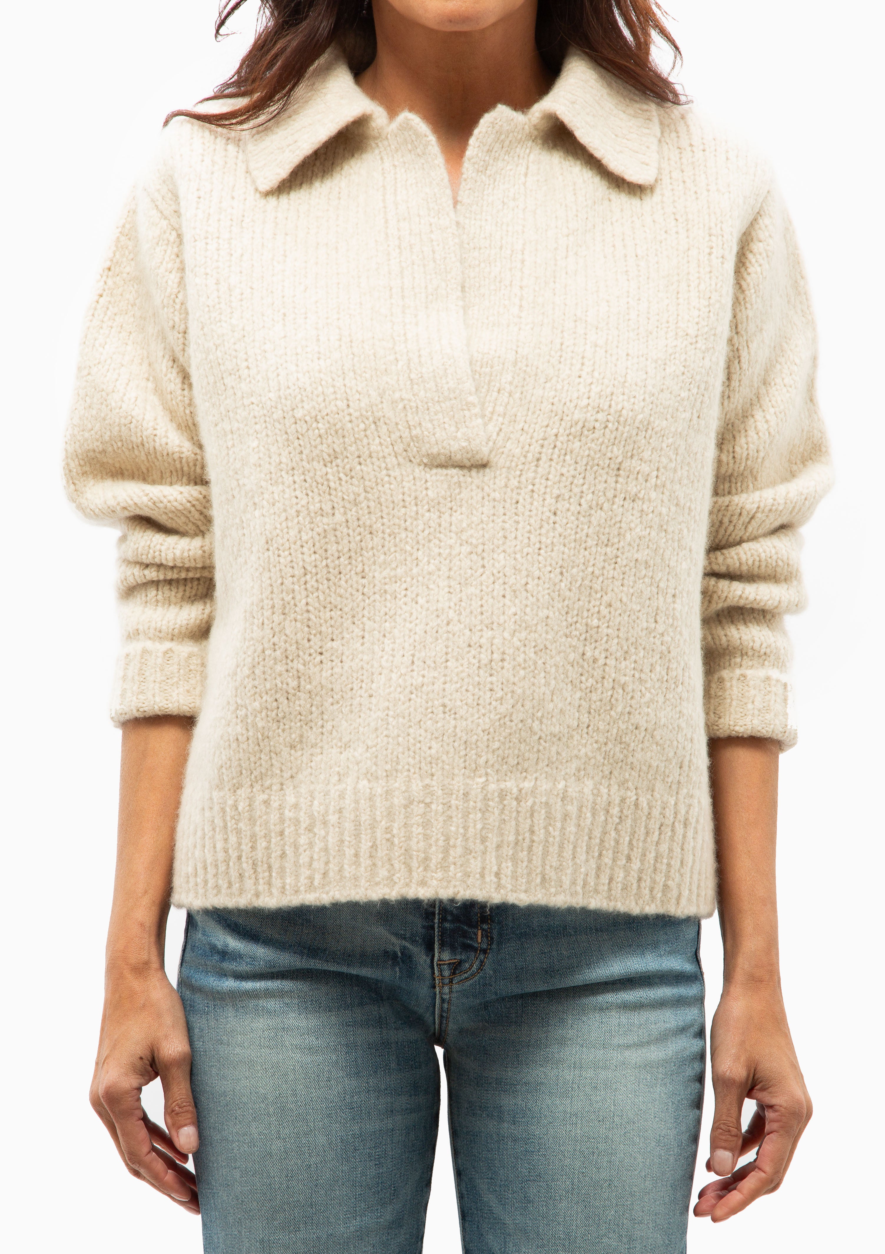 Callen Sweater featuring a polo collar. Available at Diani.