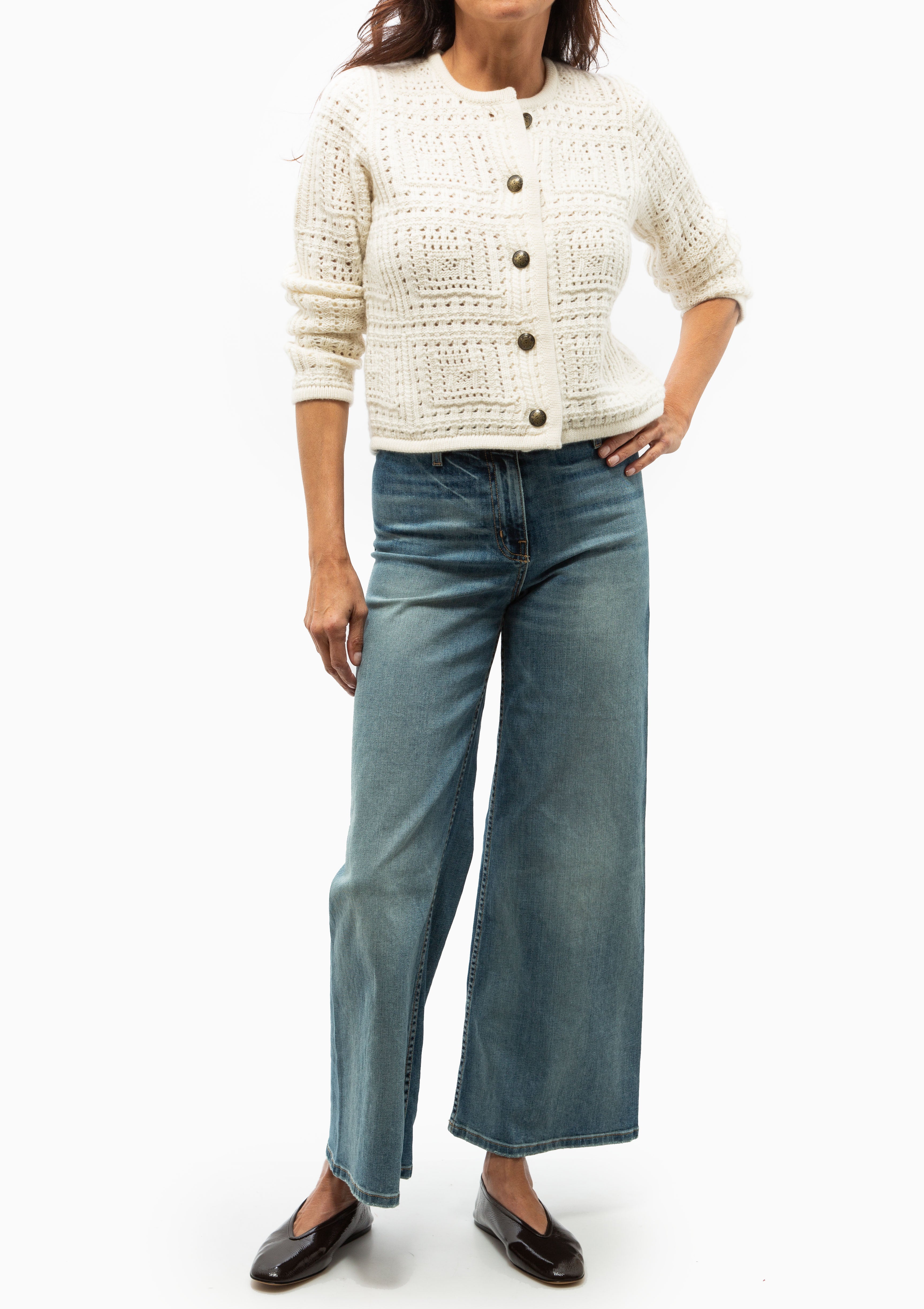 Megan Pant by Nili Lotan.   Shown with the Harry Sweater and Aeyde Betty Flat. Available at Diani