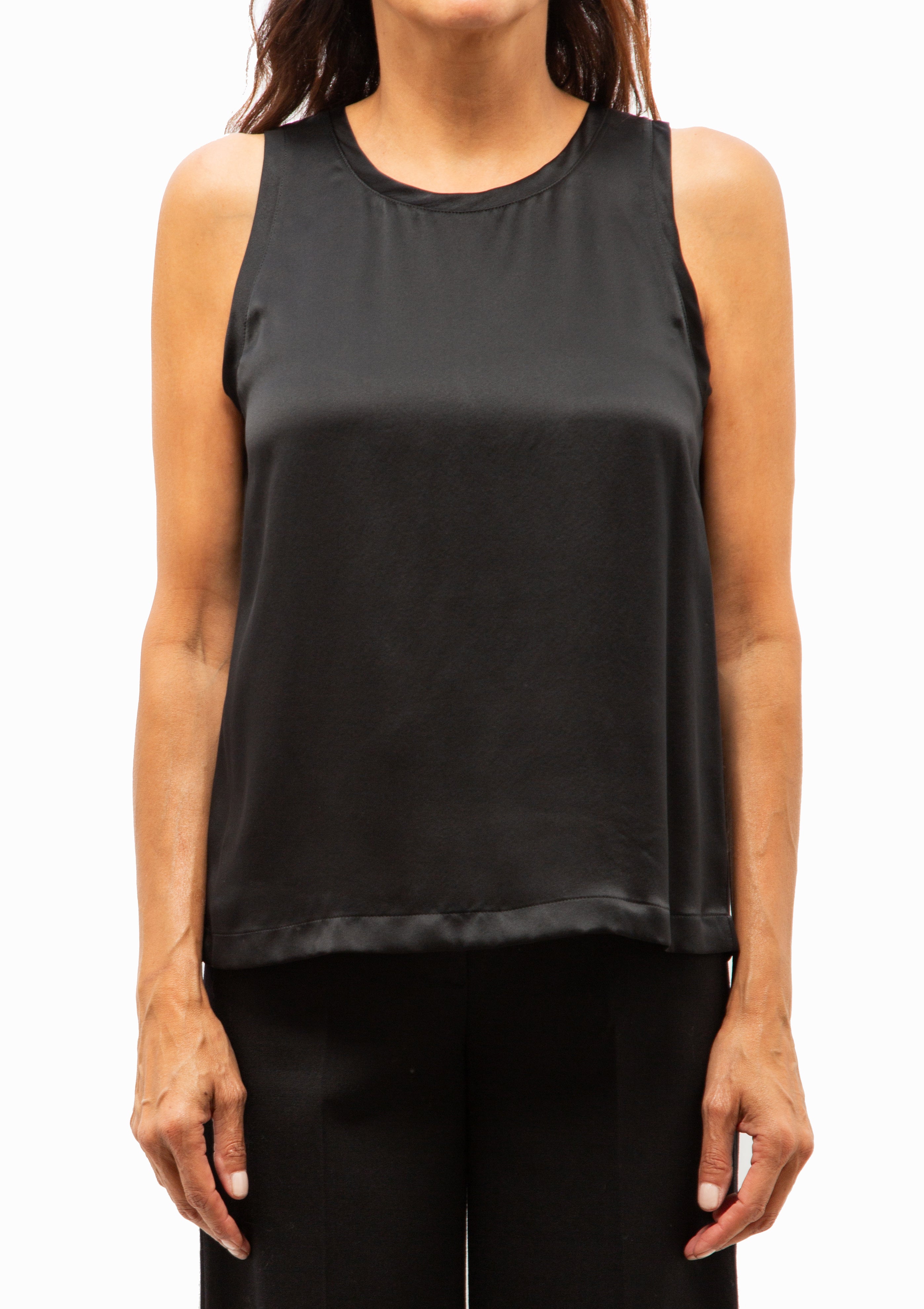Moka Tank Silk Top | Black