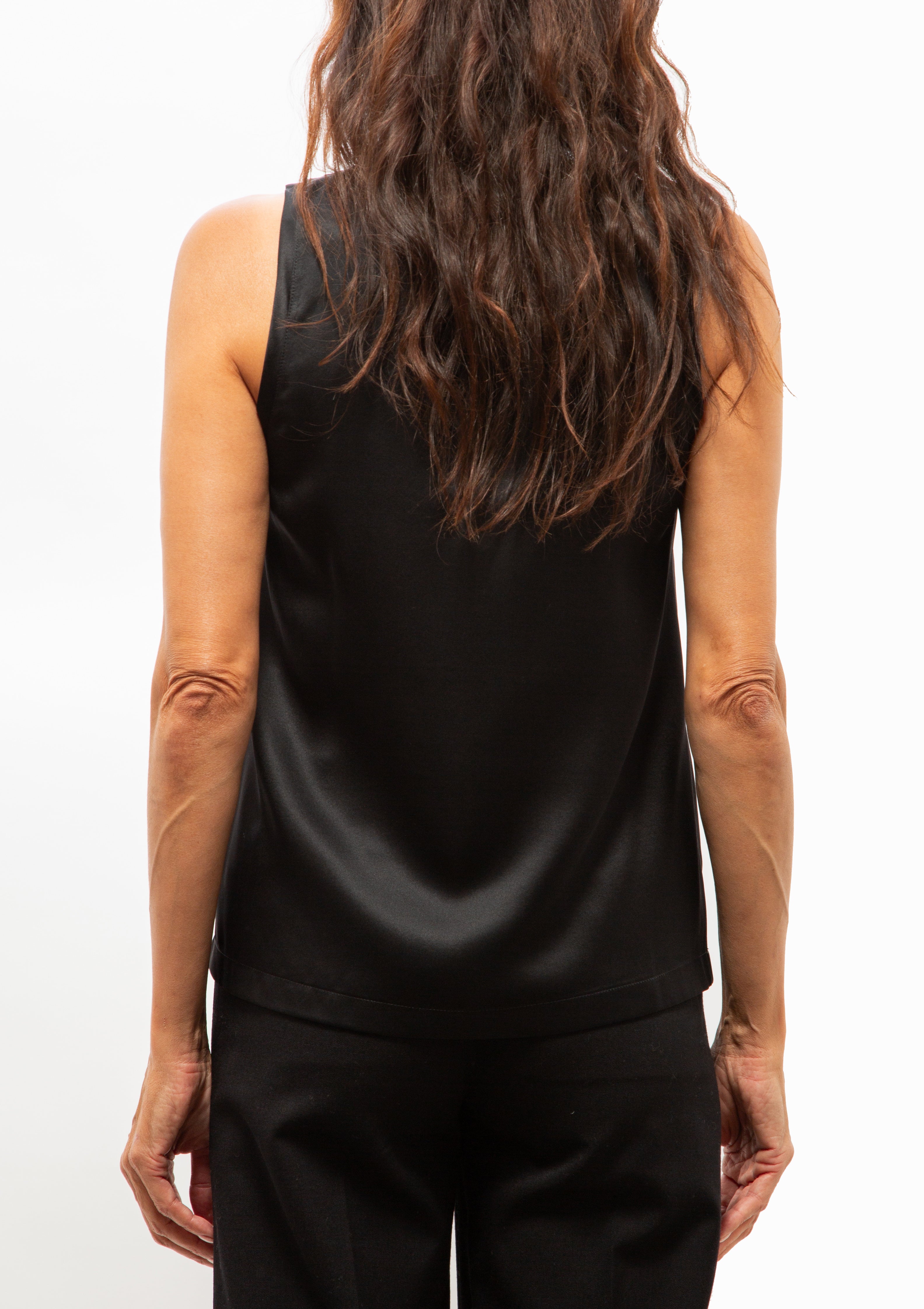 Moka Tank Silk Top | Black