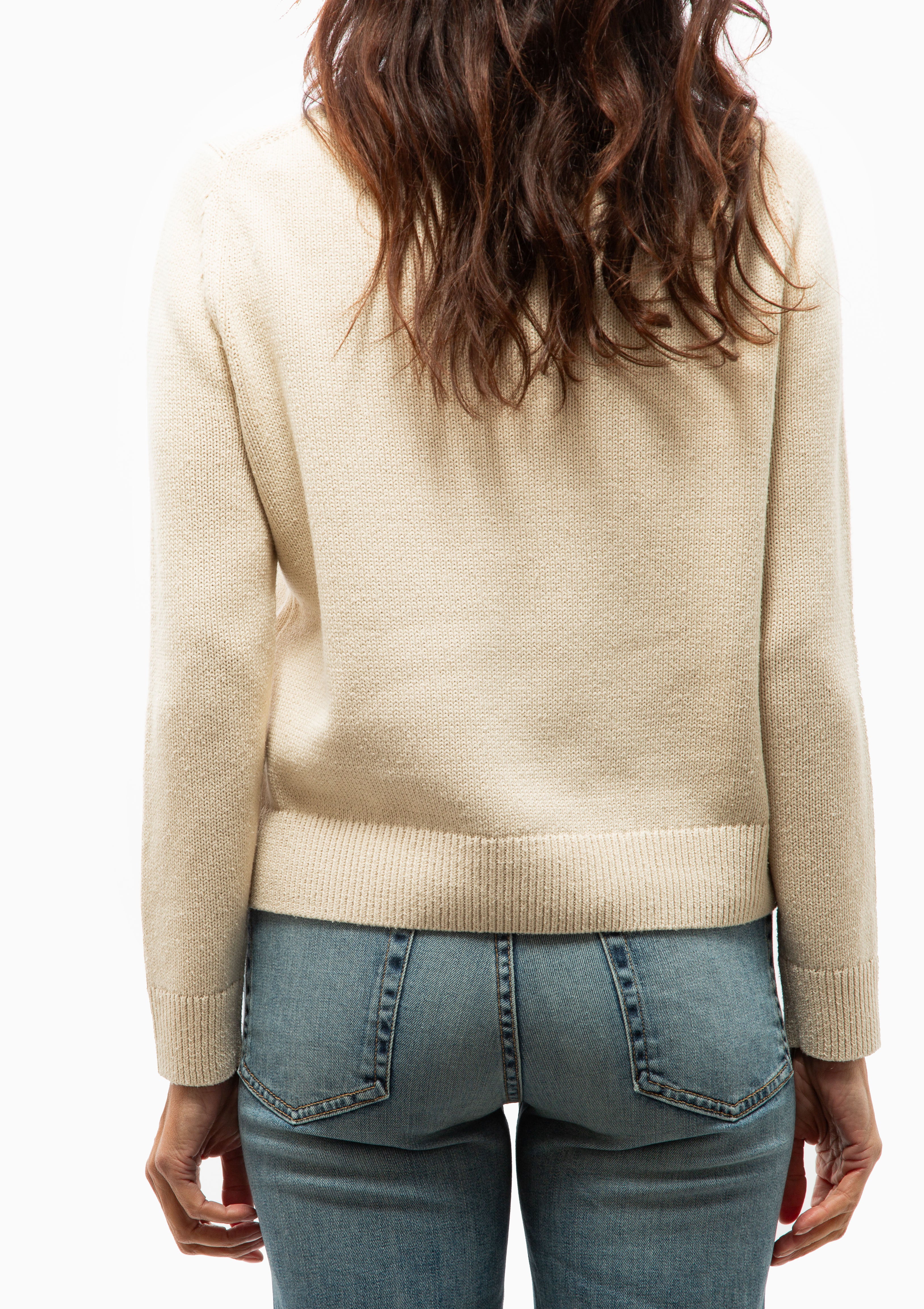 Back view of the Nili Lotan v-neck Priya Sweater. Available at Diani.