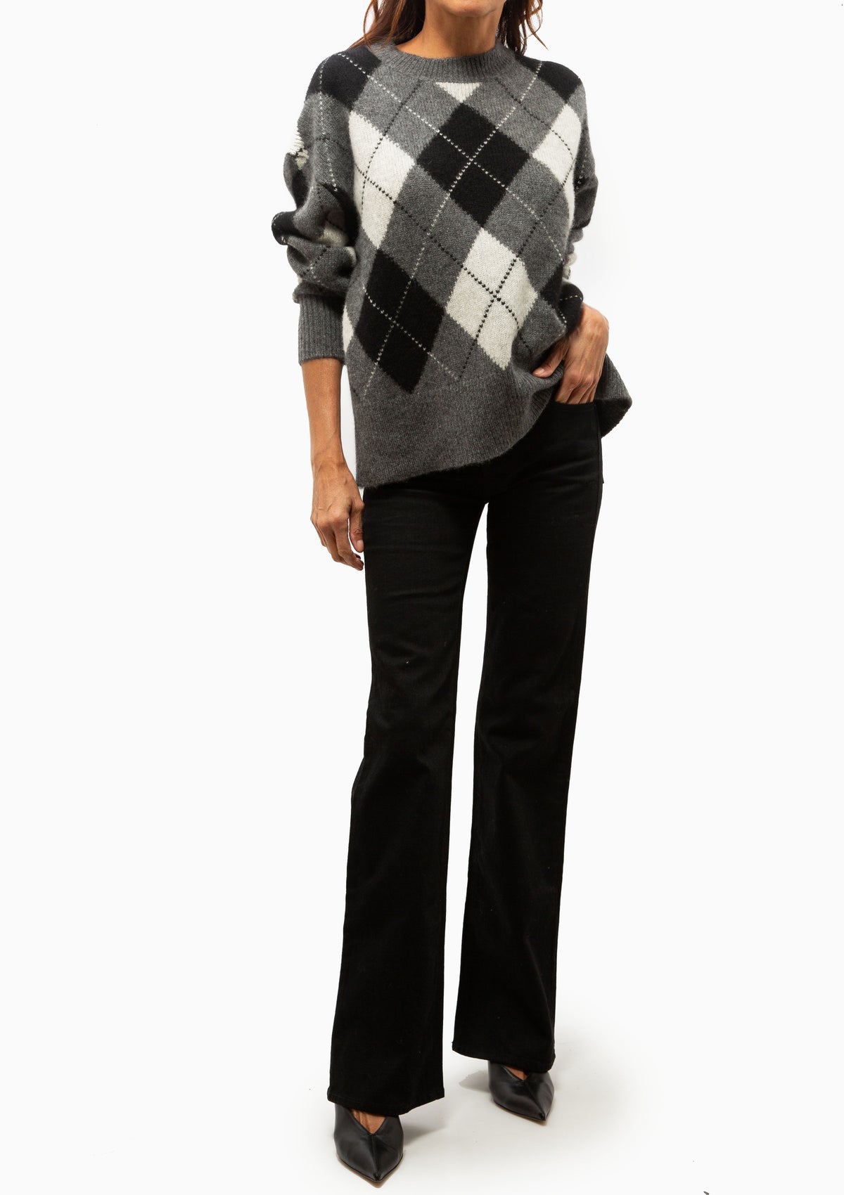 Donnika Argyle Sweater | Charcoal Argyl