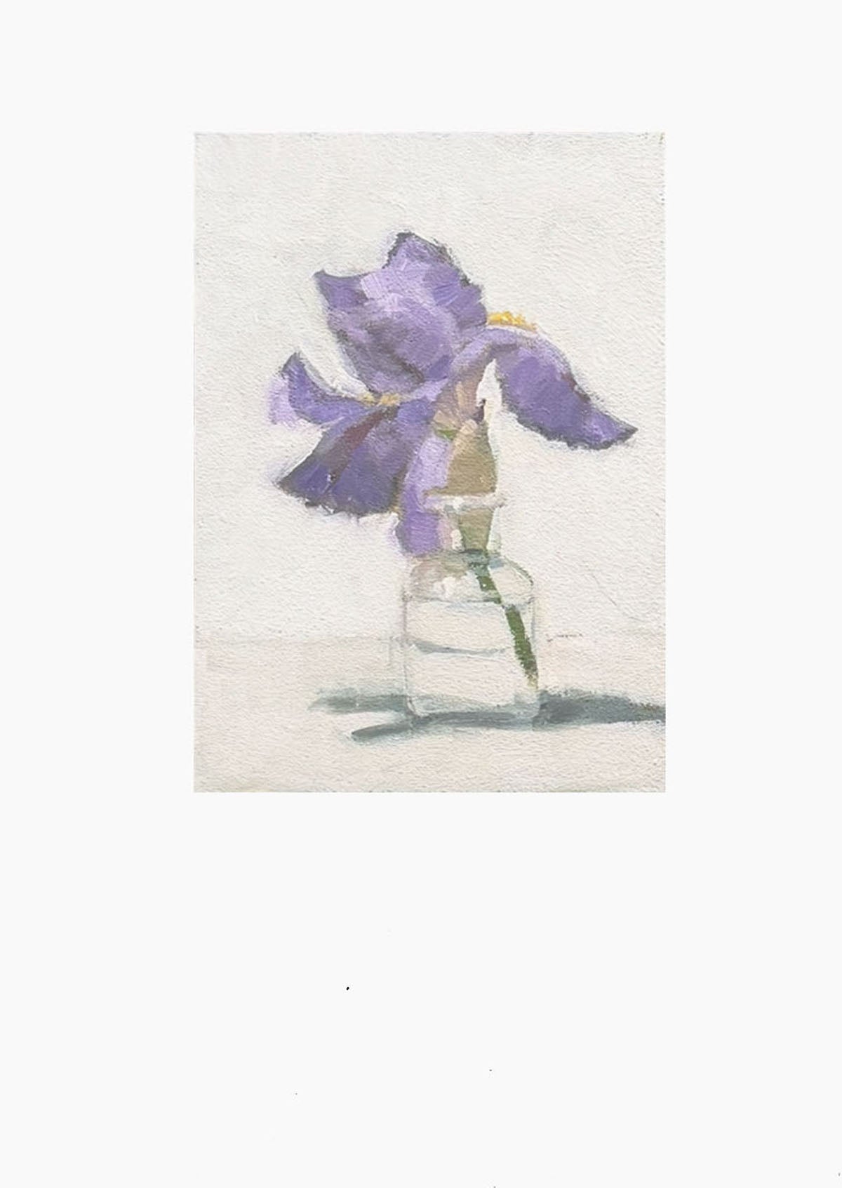 Purple Iris Small Bottle Oil Painting On Panel Mounted | 7"x5"