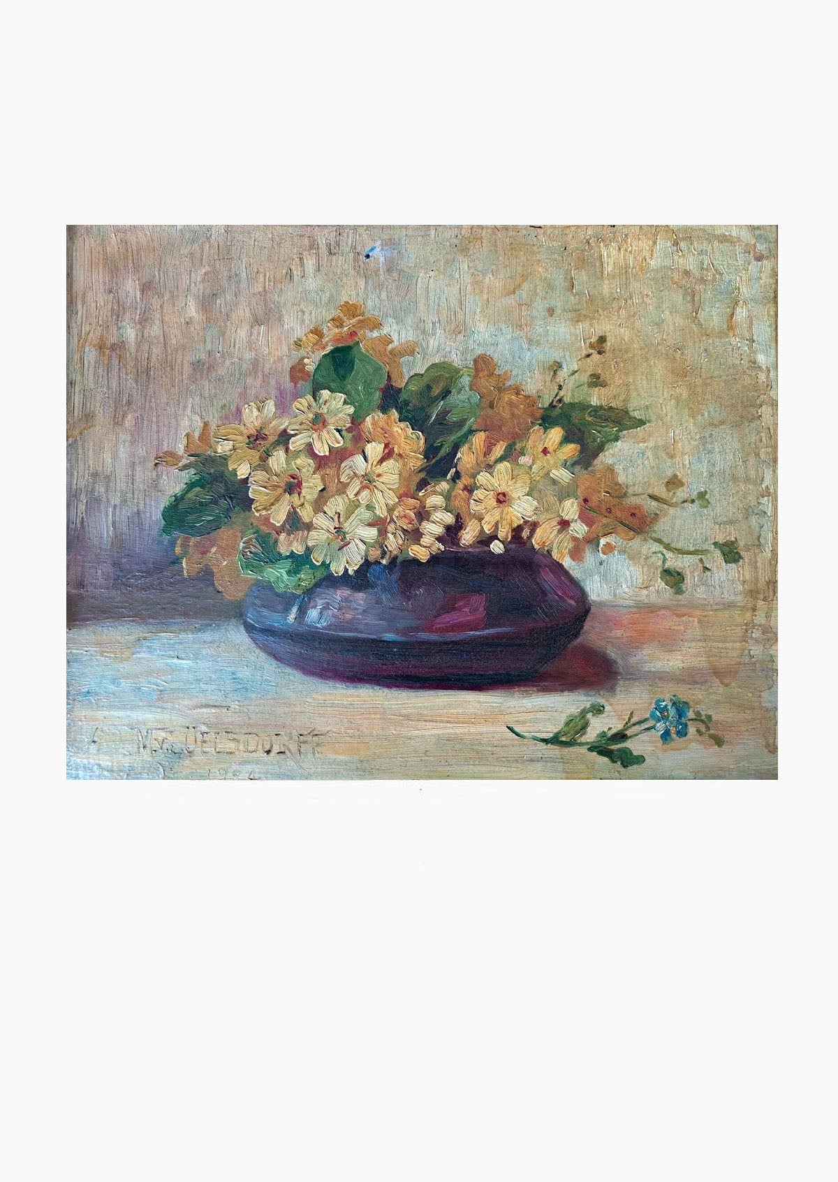 Original Antique German Flower Oil Painting | 16.5" x 19.7"