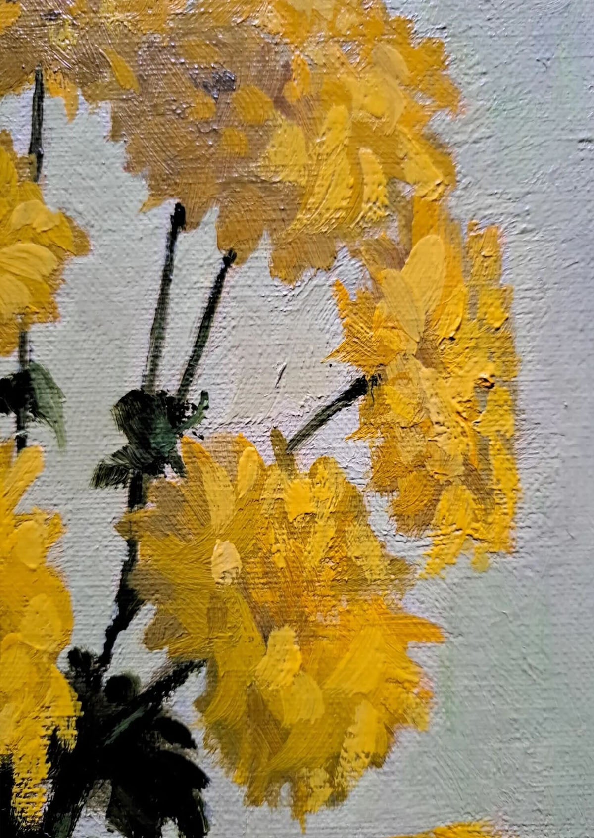Original Antique Yellow Flowers Oil Painting | 16.5" x 20.5"