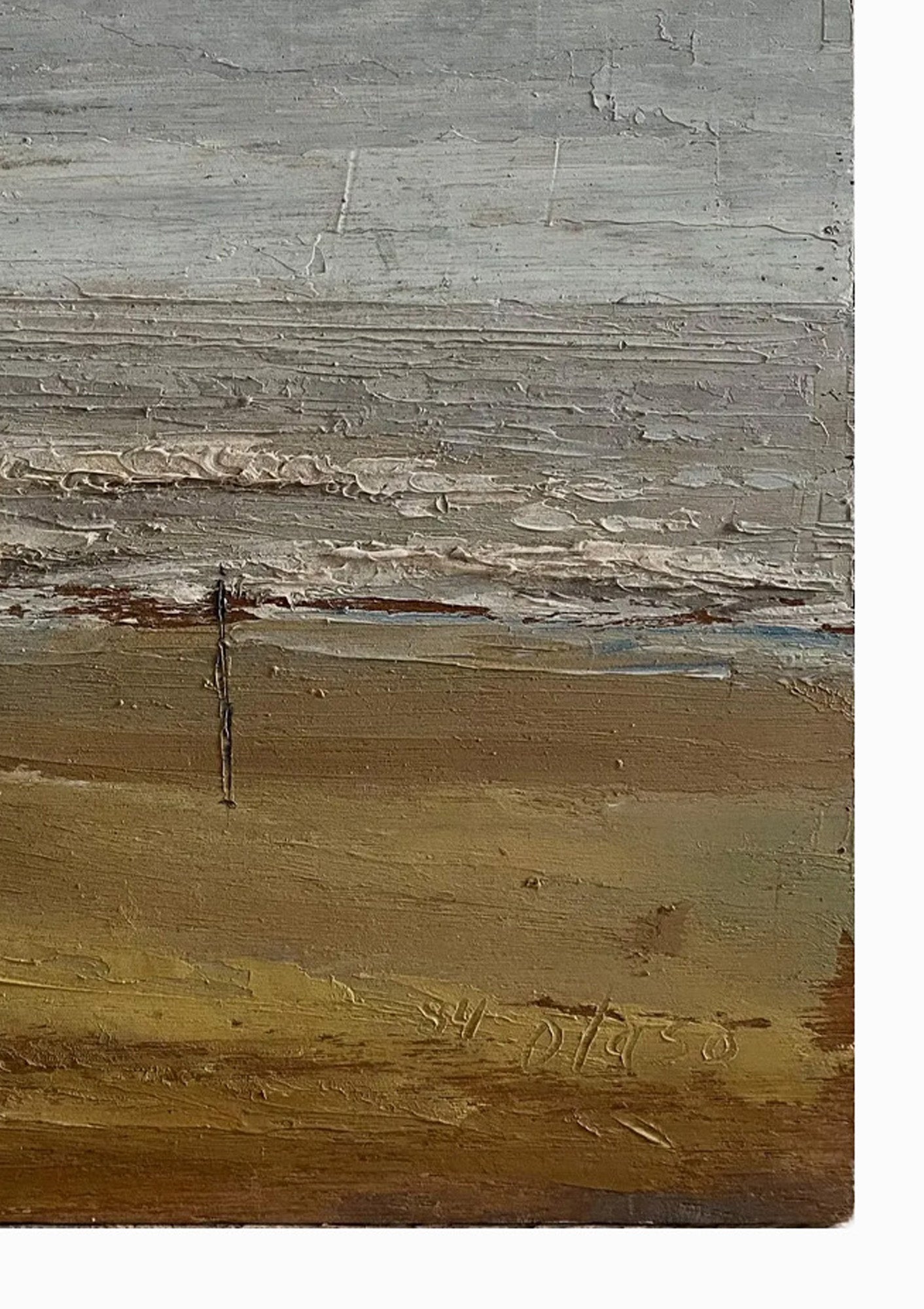 Original Vintage Dutch Beach Walk Oil Painting | 9" x 9"