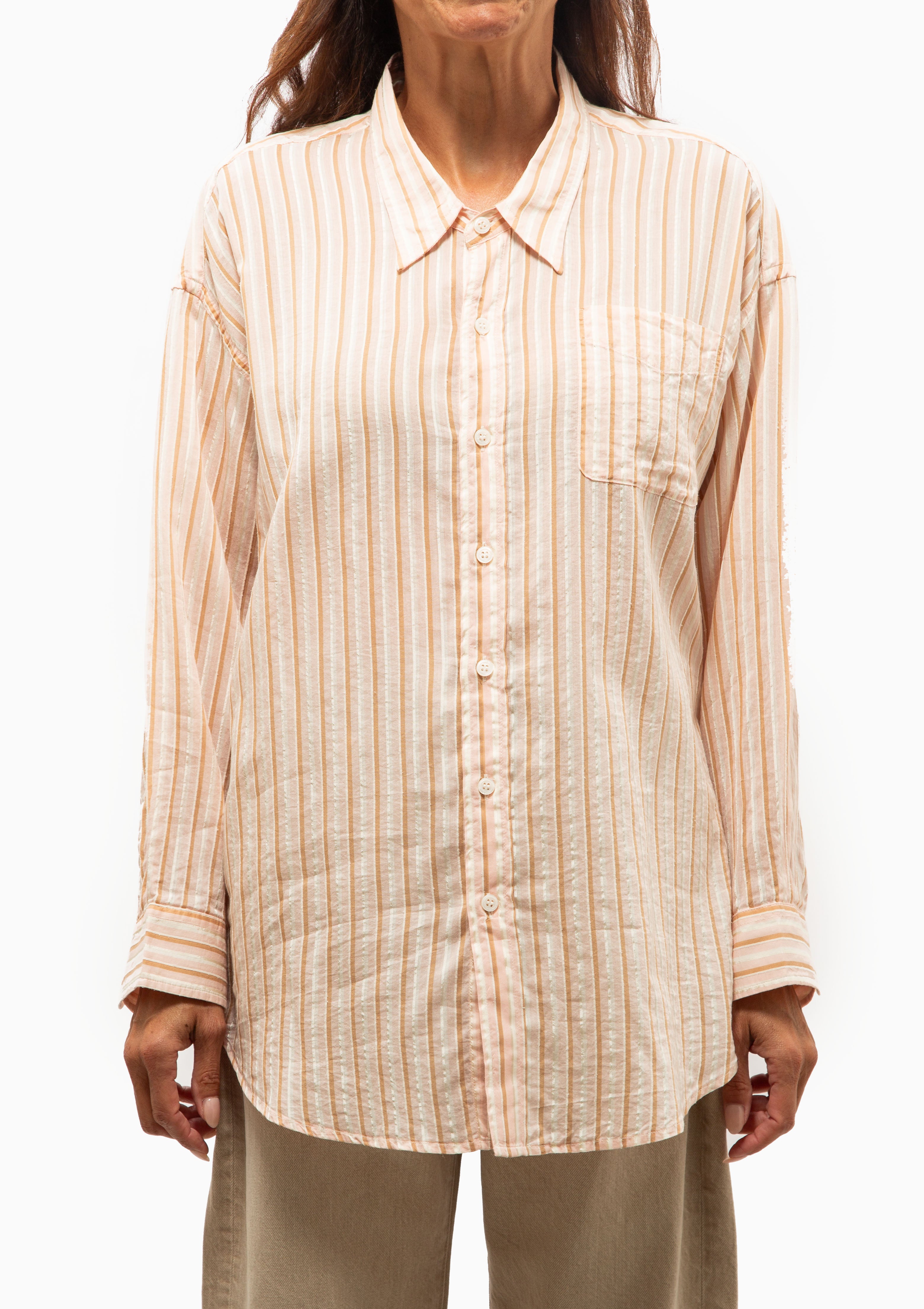 Drop Neck Shirt | Light Pink Stripe