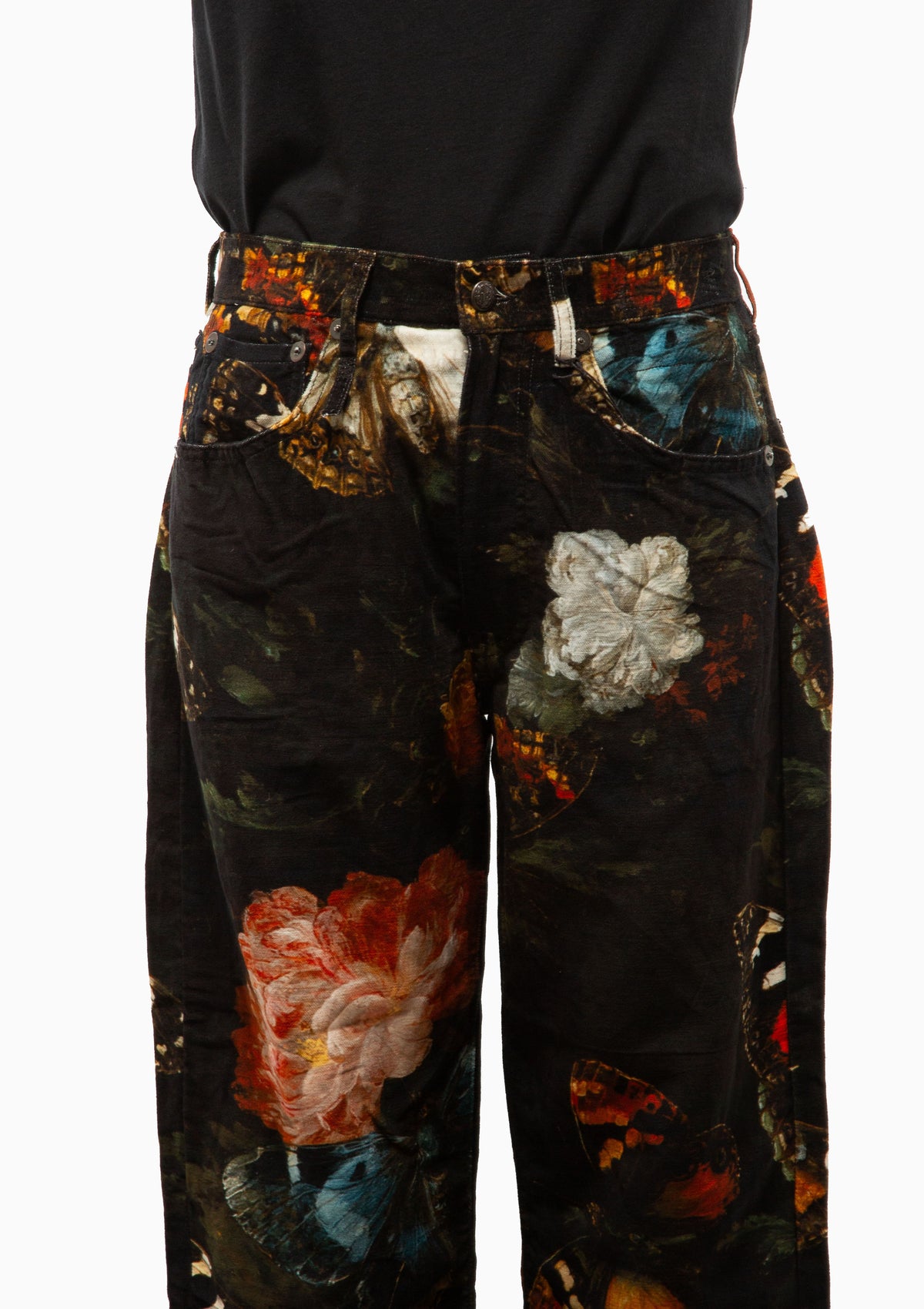 X-Boyfriend Pant | Floral Butterfly On Black
