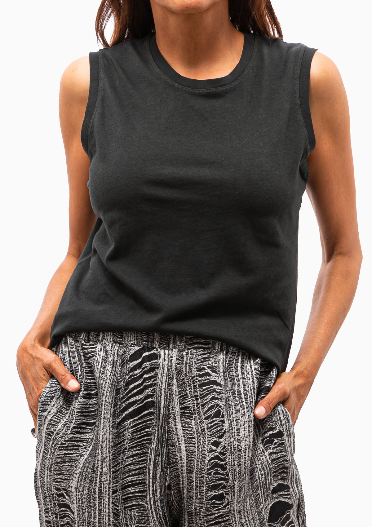 Classic Jersey Fitted Muscle Tank | Black