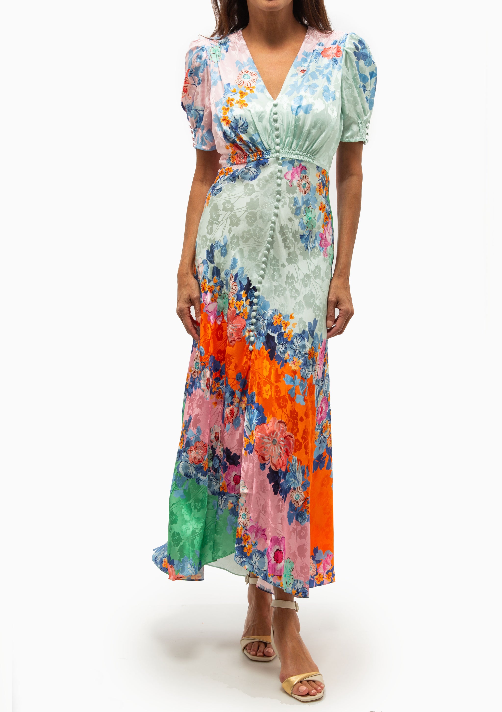 saloni long dress Lea Silk - Papaver Cascade Short Party Dress eye and hidden zip After Six Women's Shirtdress Size:38 Long - 32 Waist