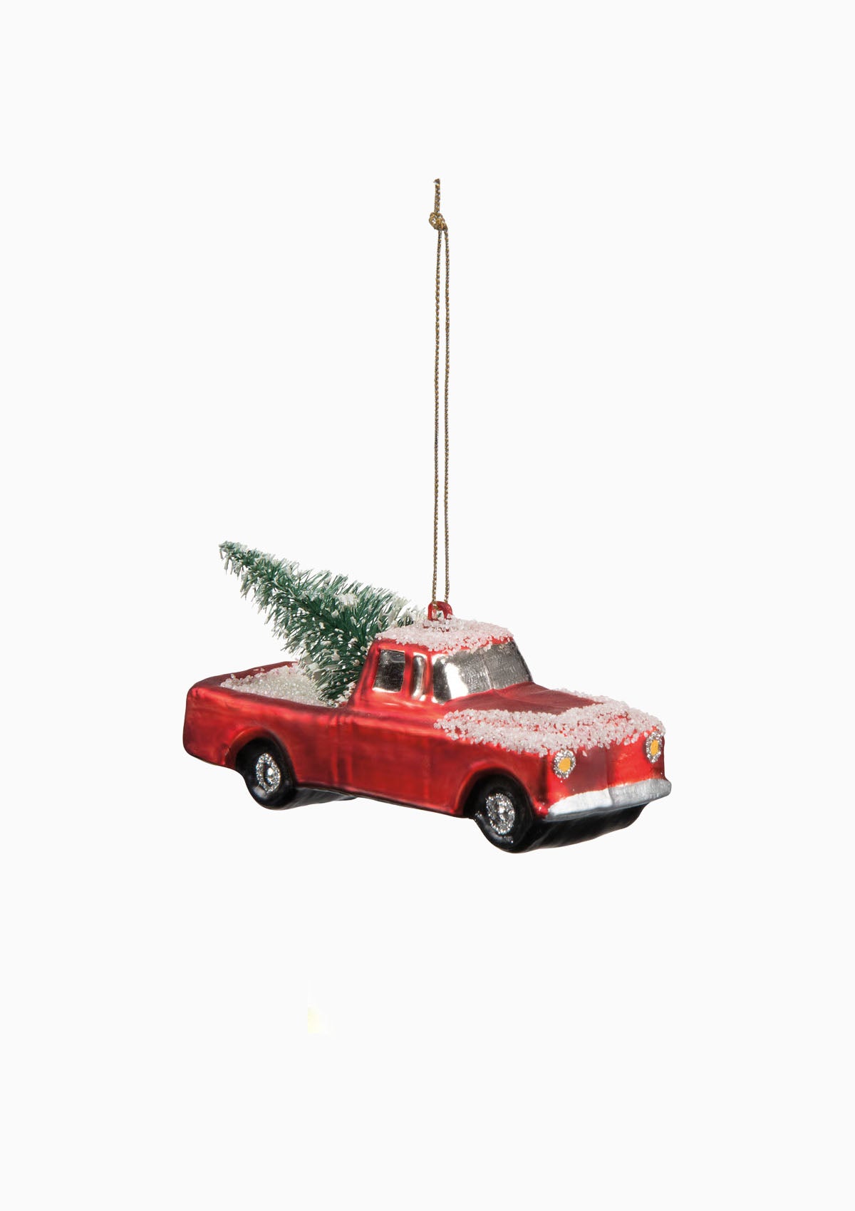 Small Truck Glass Ornament | Red