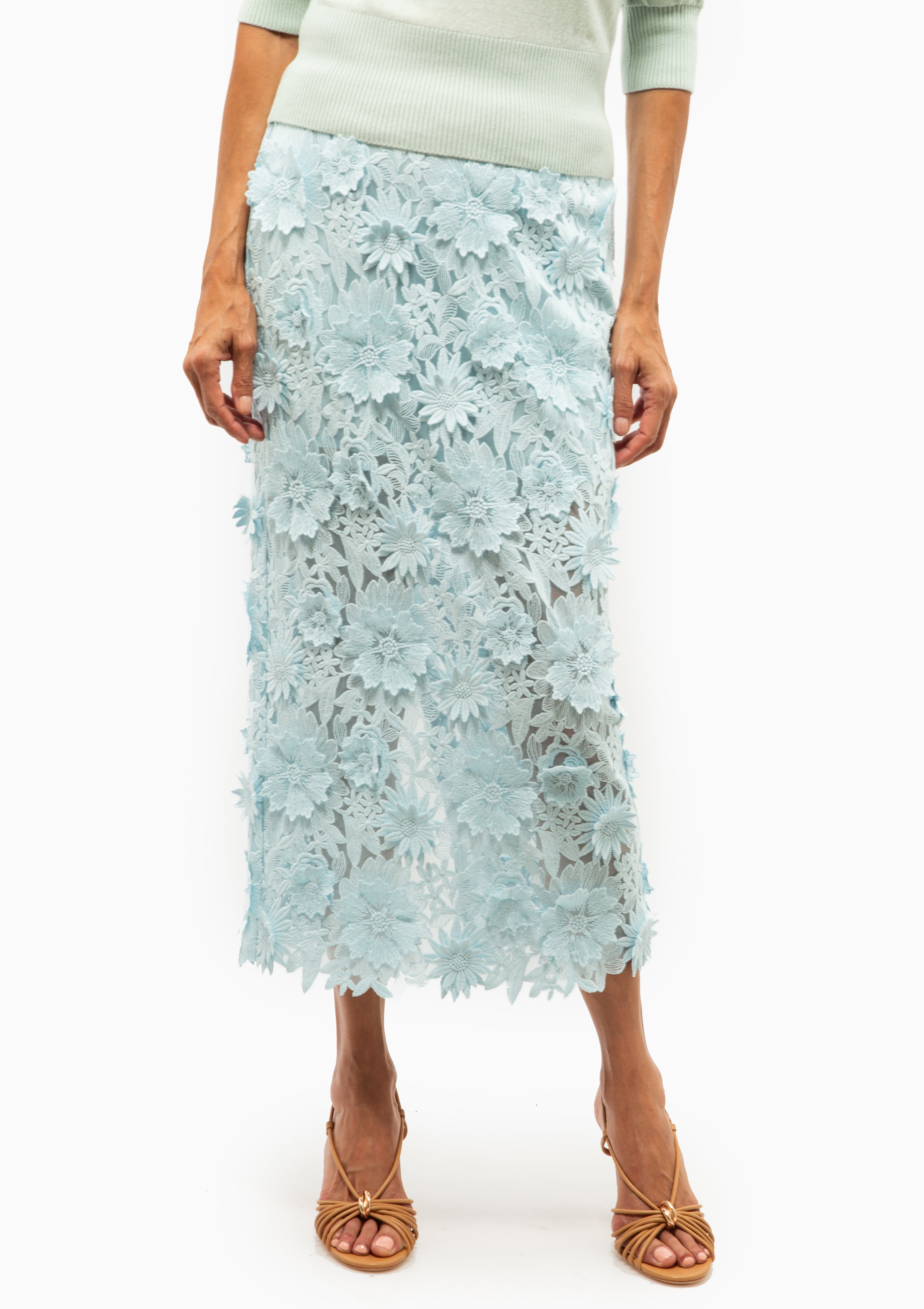 Applique Pencil Skirt | Robins Egg