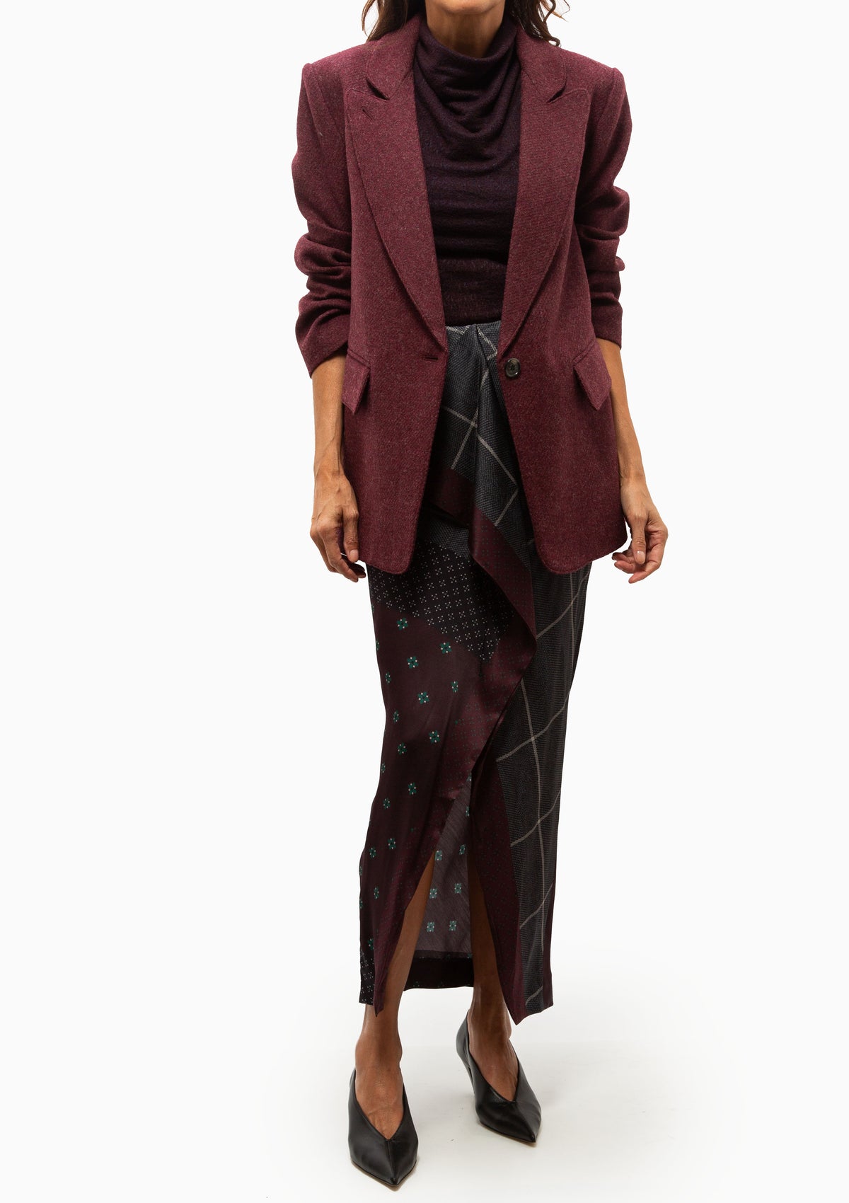 Front Ruffle Skirt | Slate Patchwork