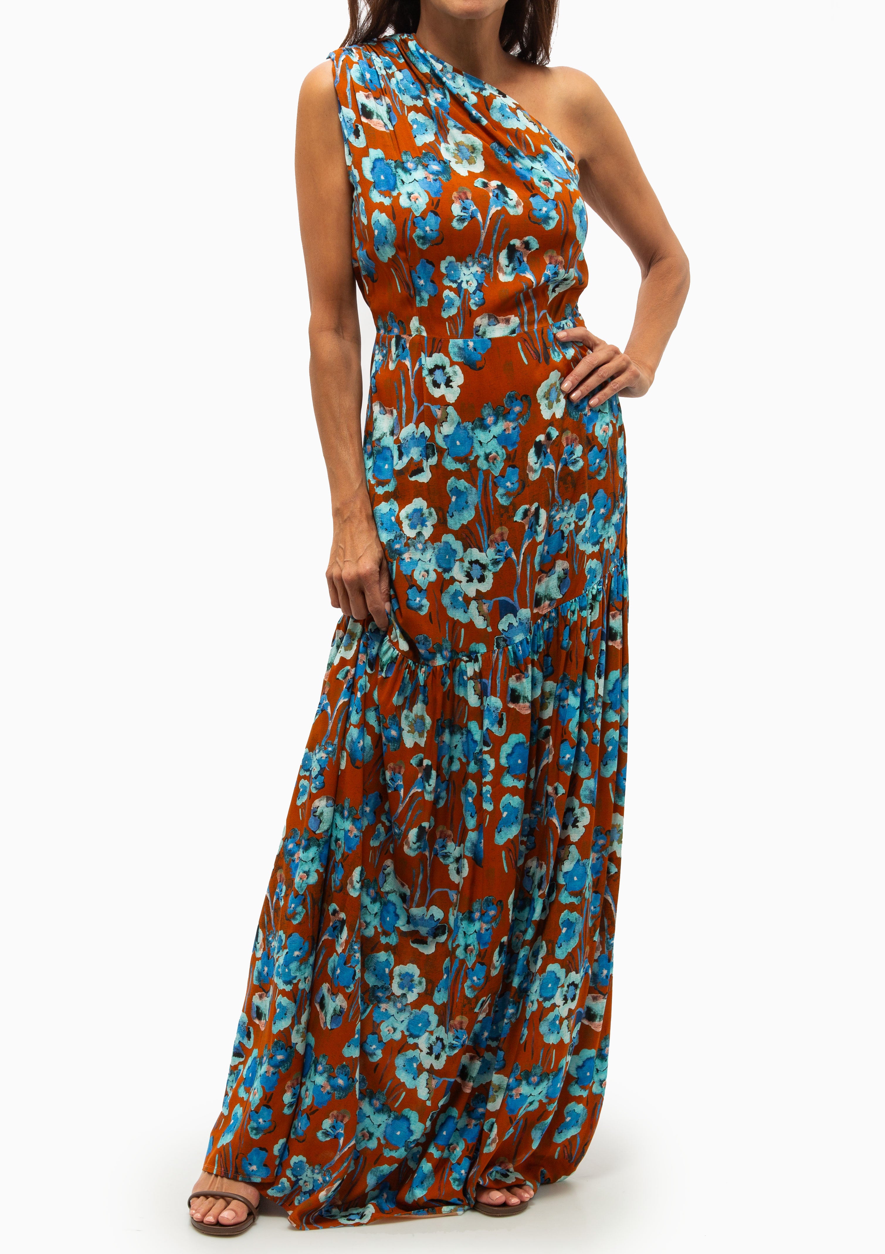 Single Shoulder Maxi Dress | Desert Floral