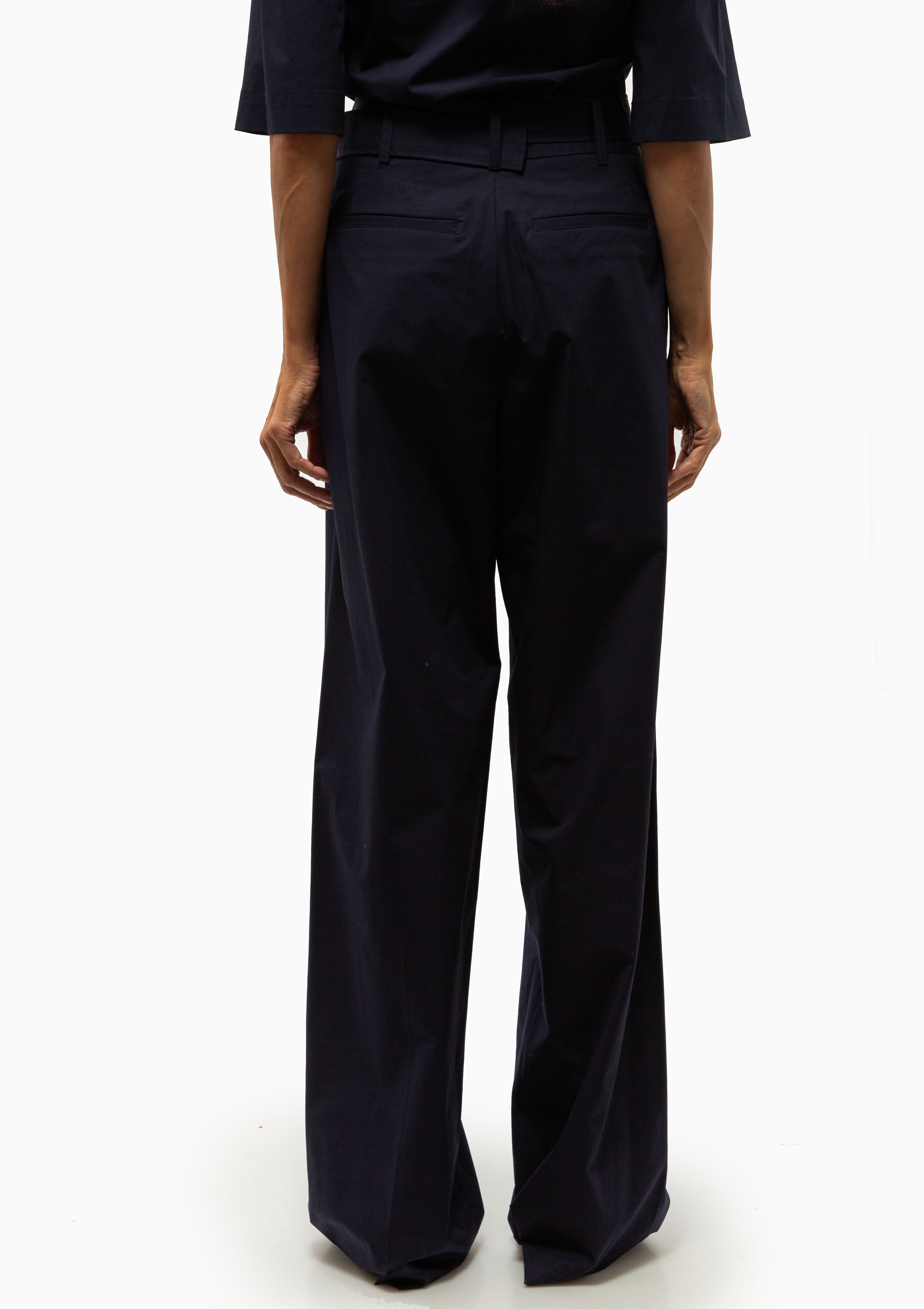 Straight Leg D-Ring Trouser | Navy Poplin