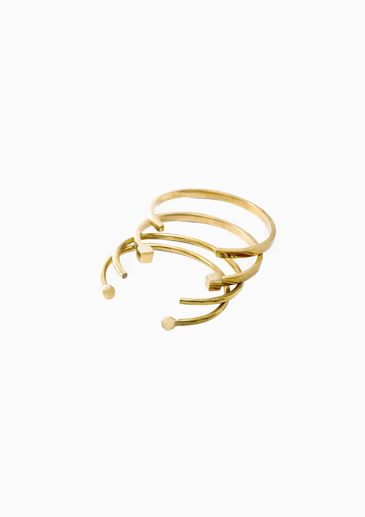 Mixed Shapes Stacking Cuffs | Gold
