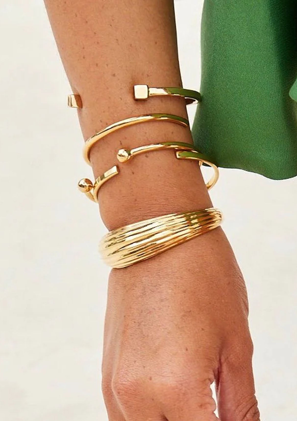 Mixed Shapes Stacking Cuffs | Gold